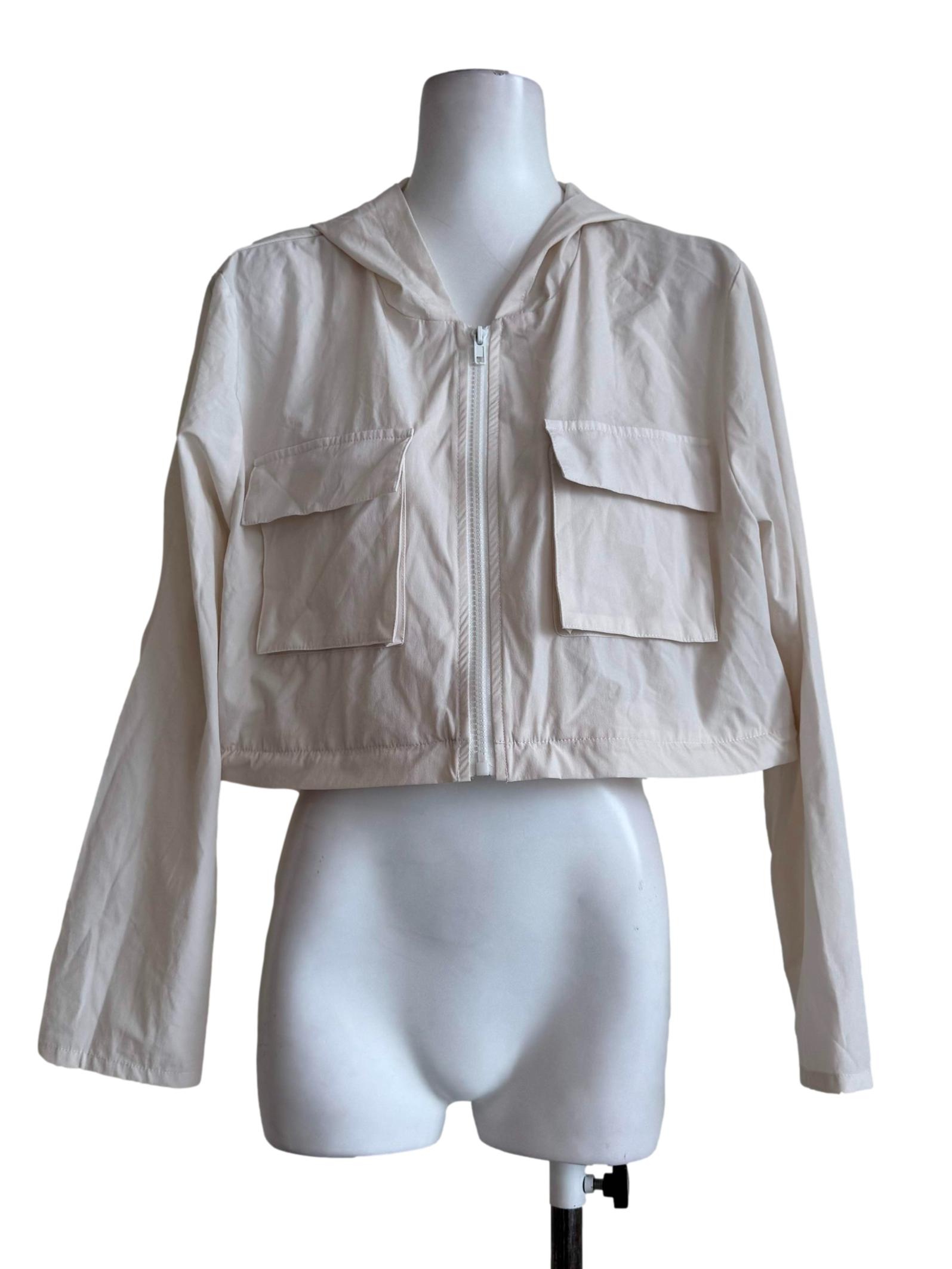 Pale Beige Long Sleeve Windbreaker