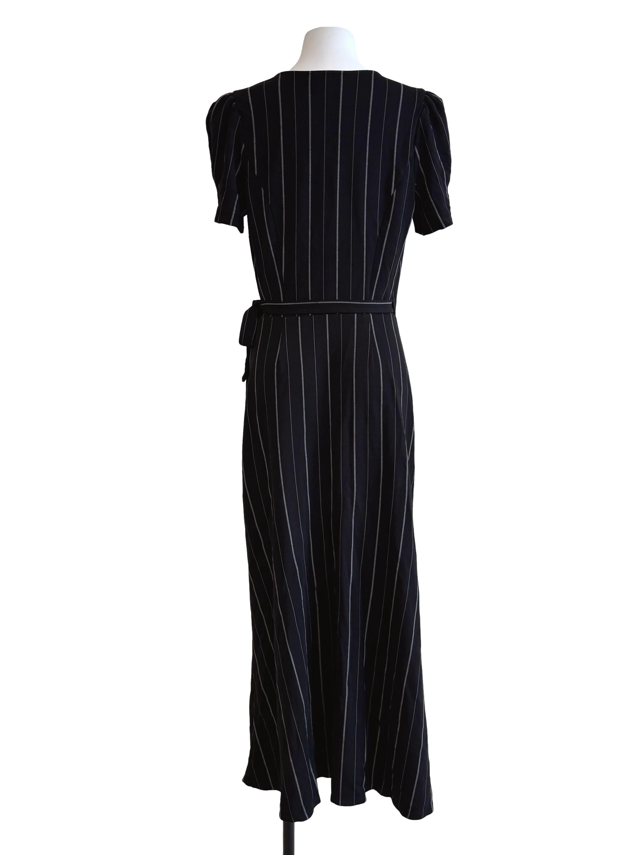 Jade Black Striped Maxi Wrap Dress