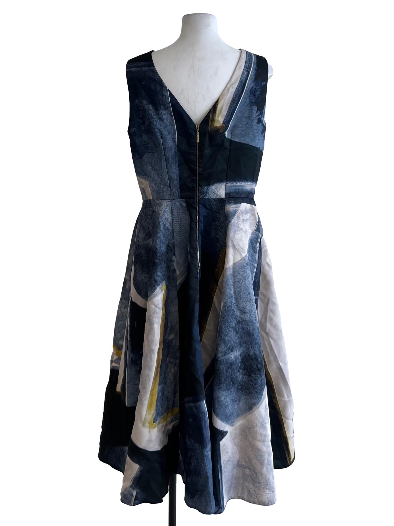Blue Abstract A-Line Dress