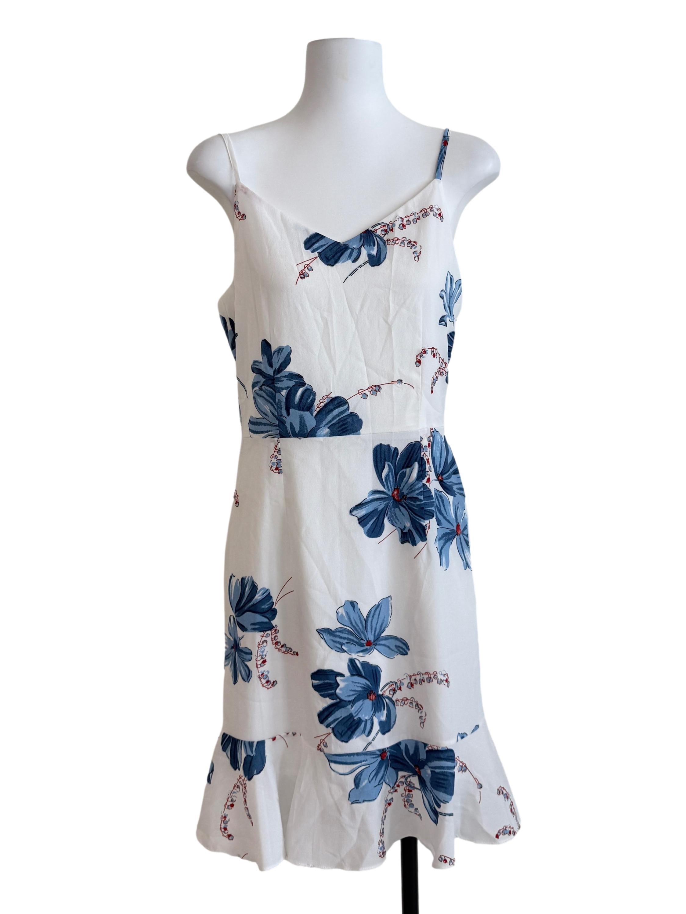 White Printed Flower Dress