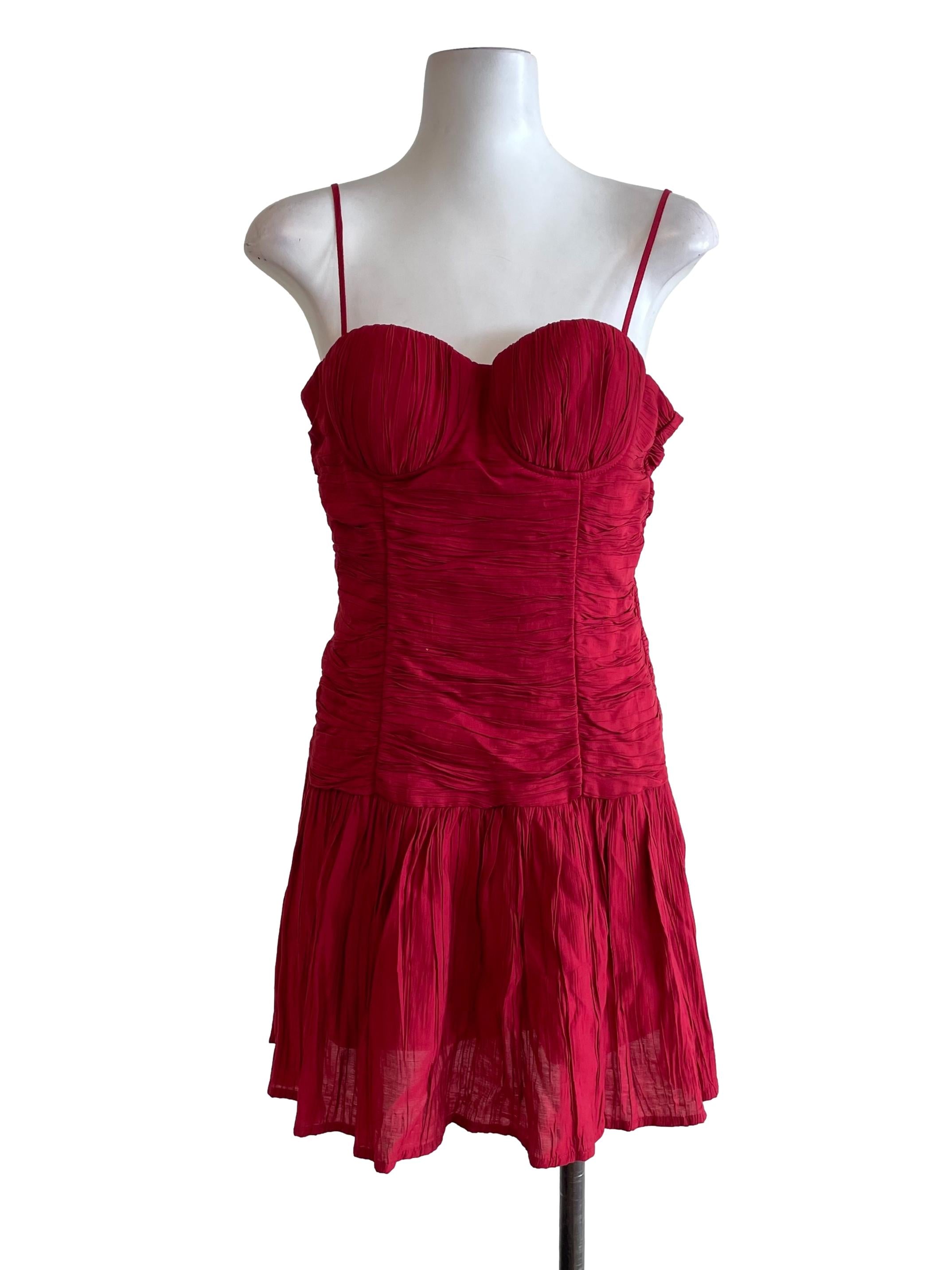Apple Red Creased Bustier Dress