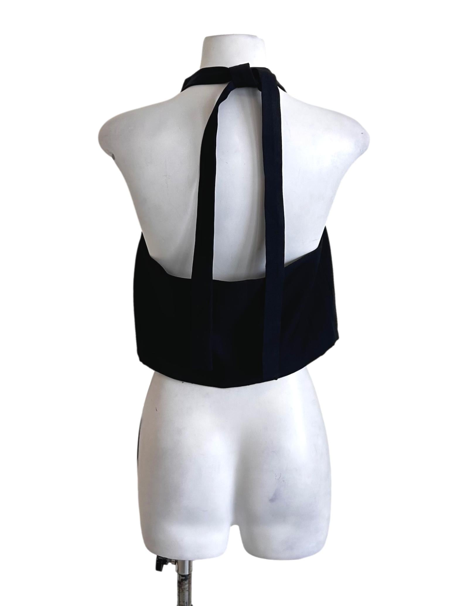 Black Button Halter Vest Top
