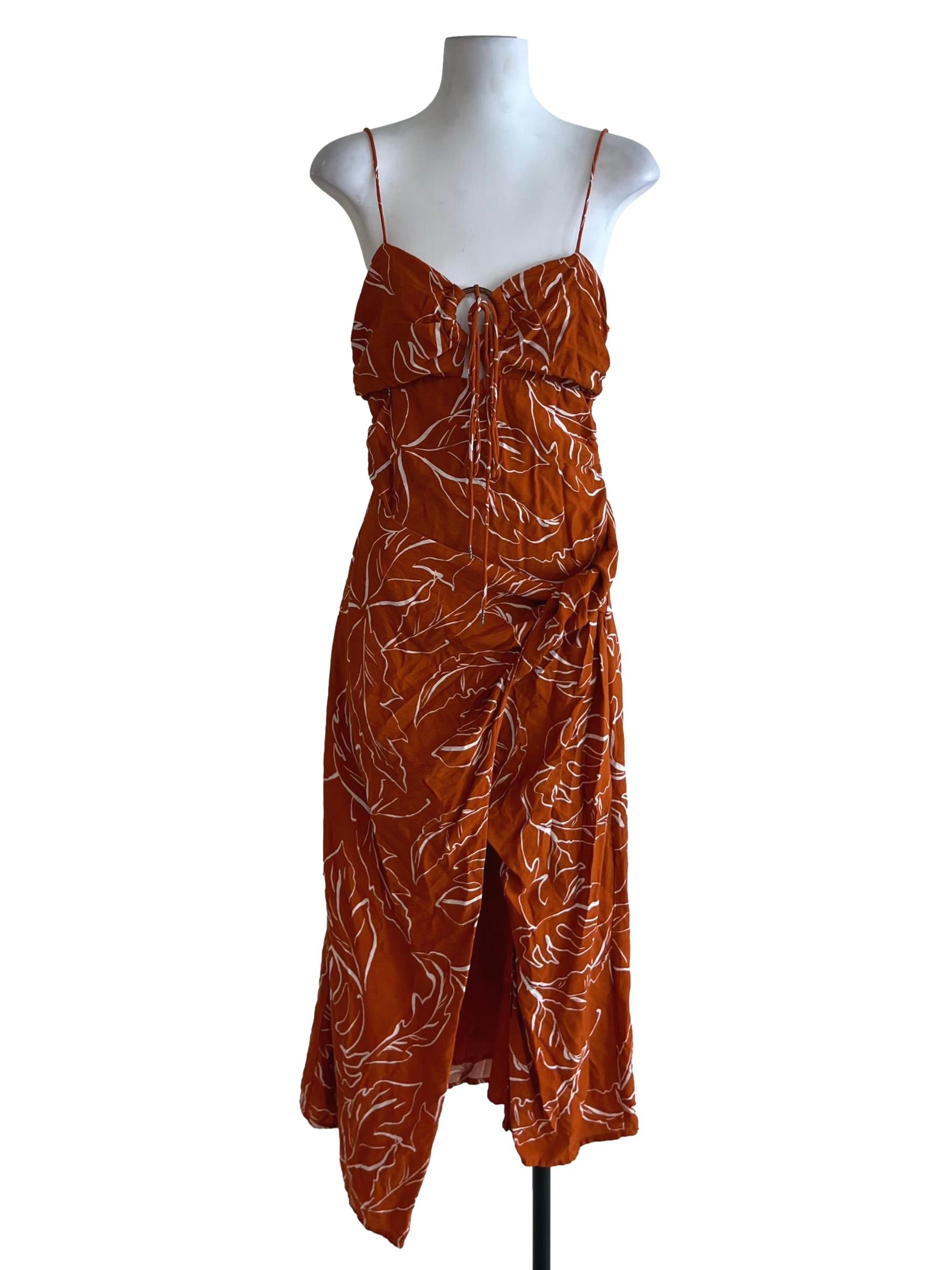 Amber Orange Spaghetti Strap Sheath Dress