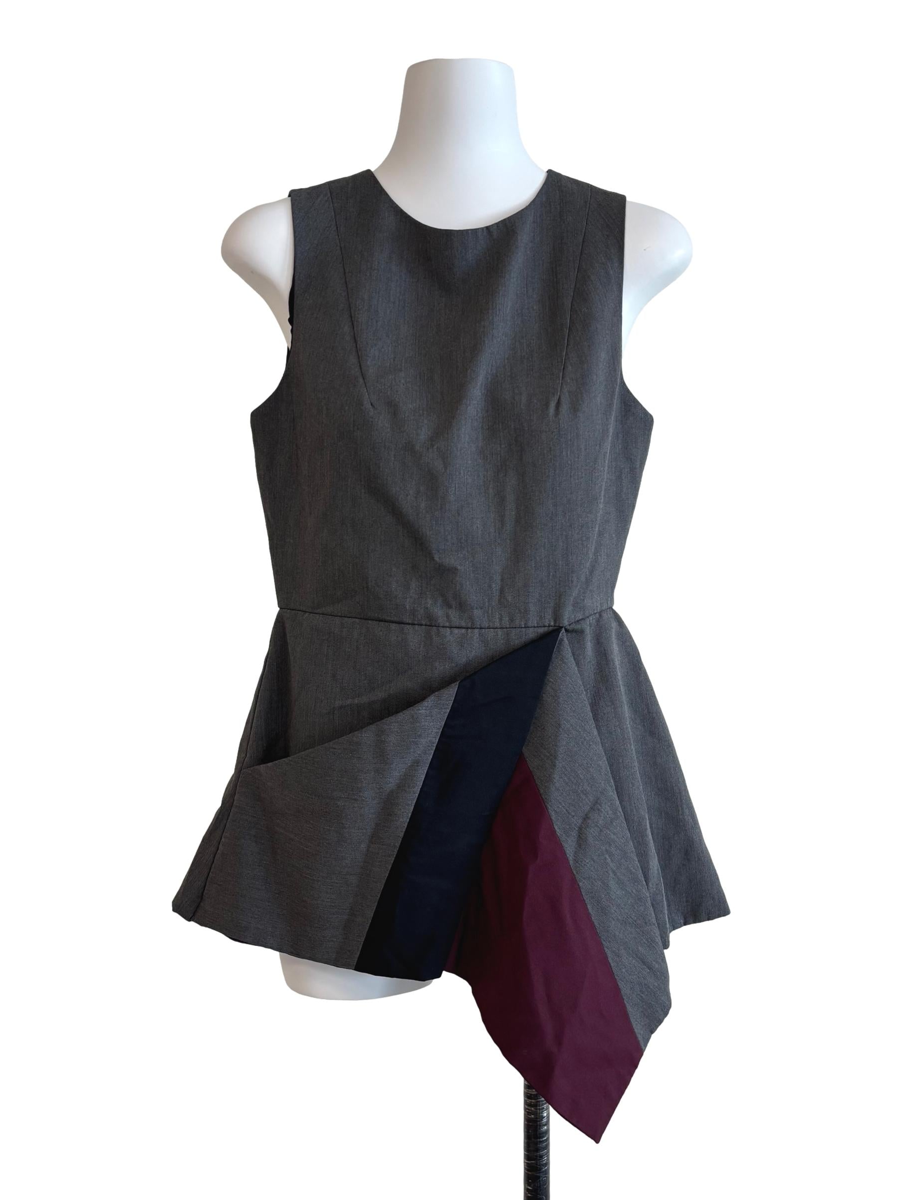 Ash Grey Peplum Sleeveless Top