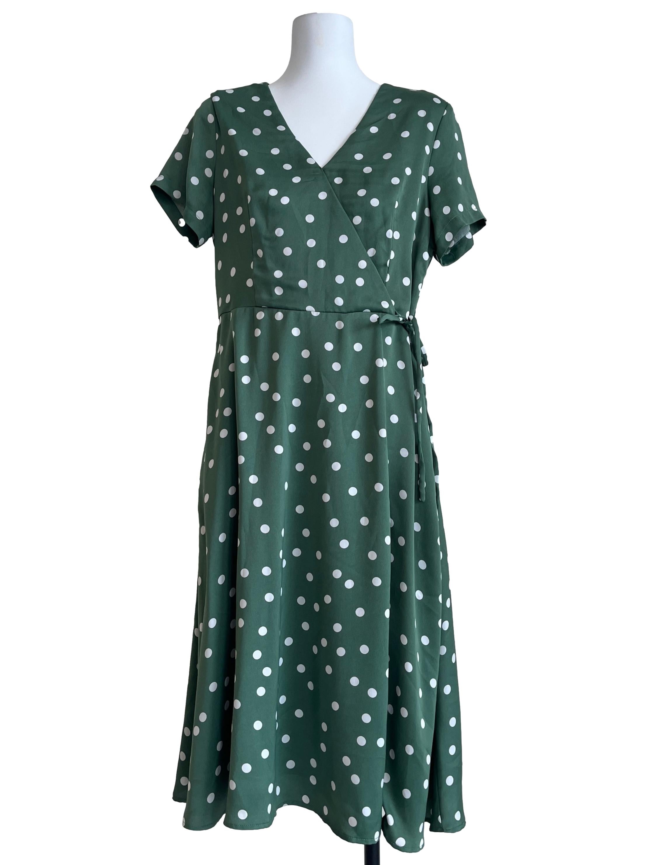 Emerald Green V-Neck Wrap Dress