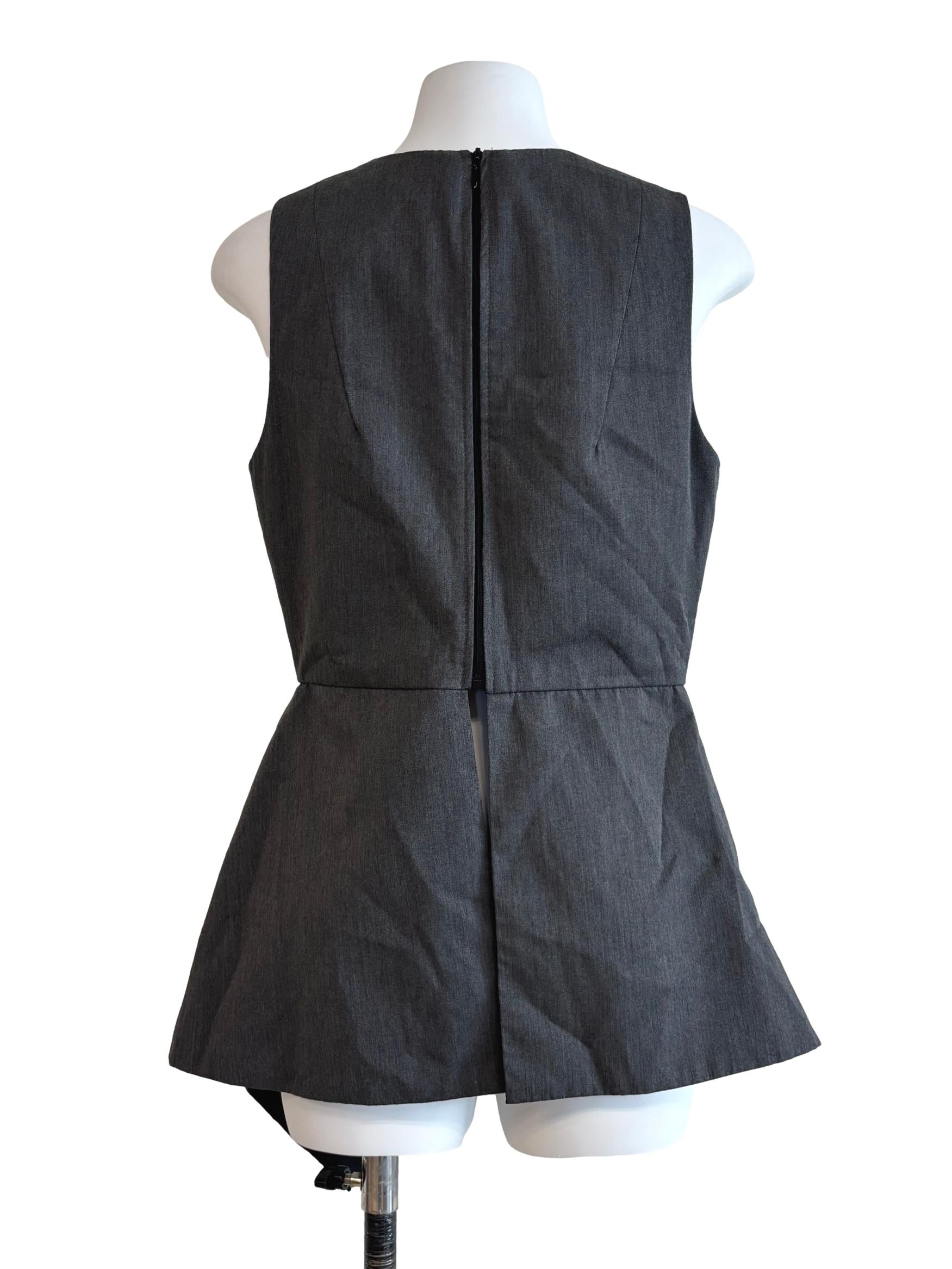 Ash Grey Peplum Sleeveless Top
