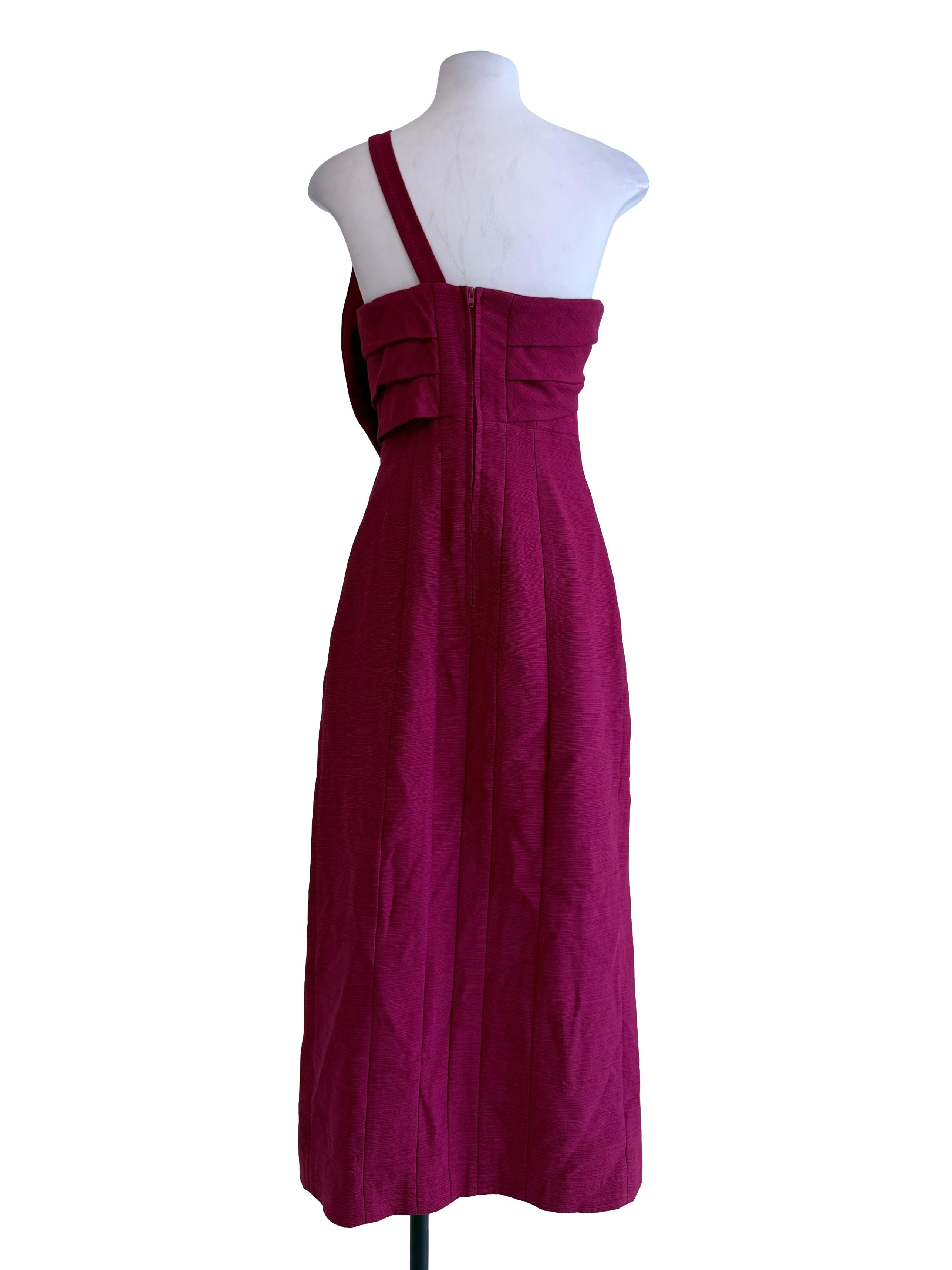 Red Asymmetric Padded Maxi Dress