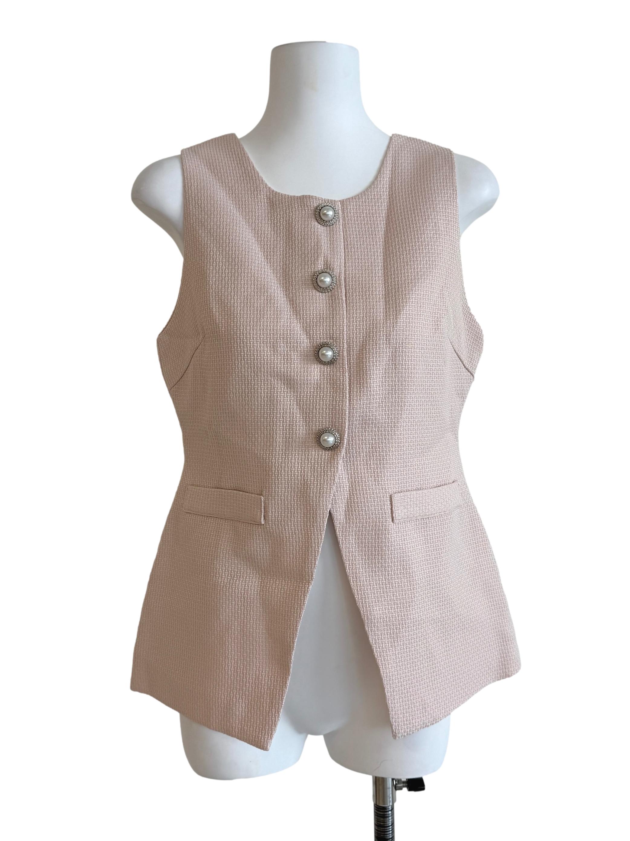 Flamingo Pink Tweed Vest