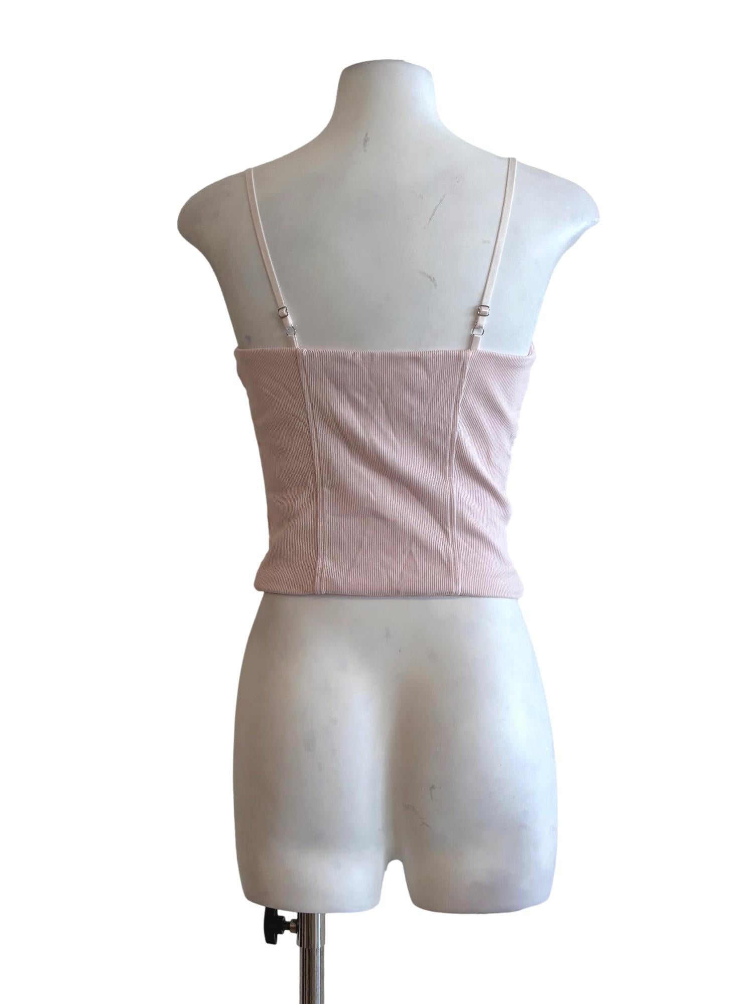 Baby Pink Ribbed Sweetheart Camisole