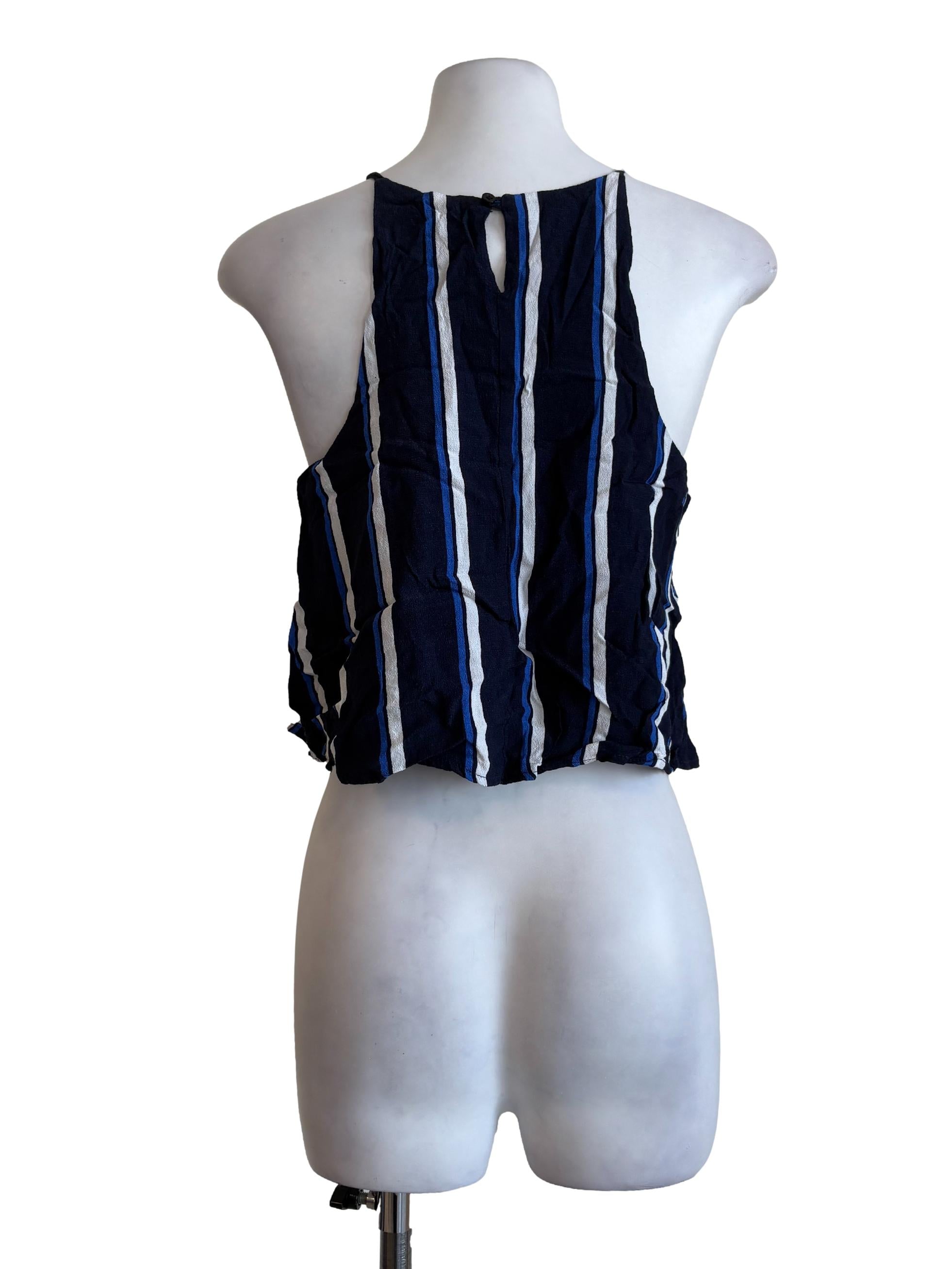 Dark Blue Stripped Layered Crop Top TEM