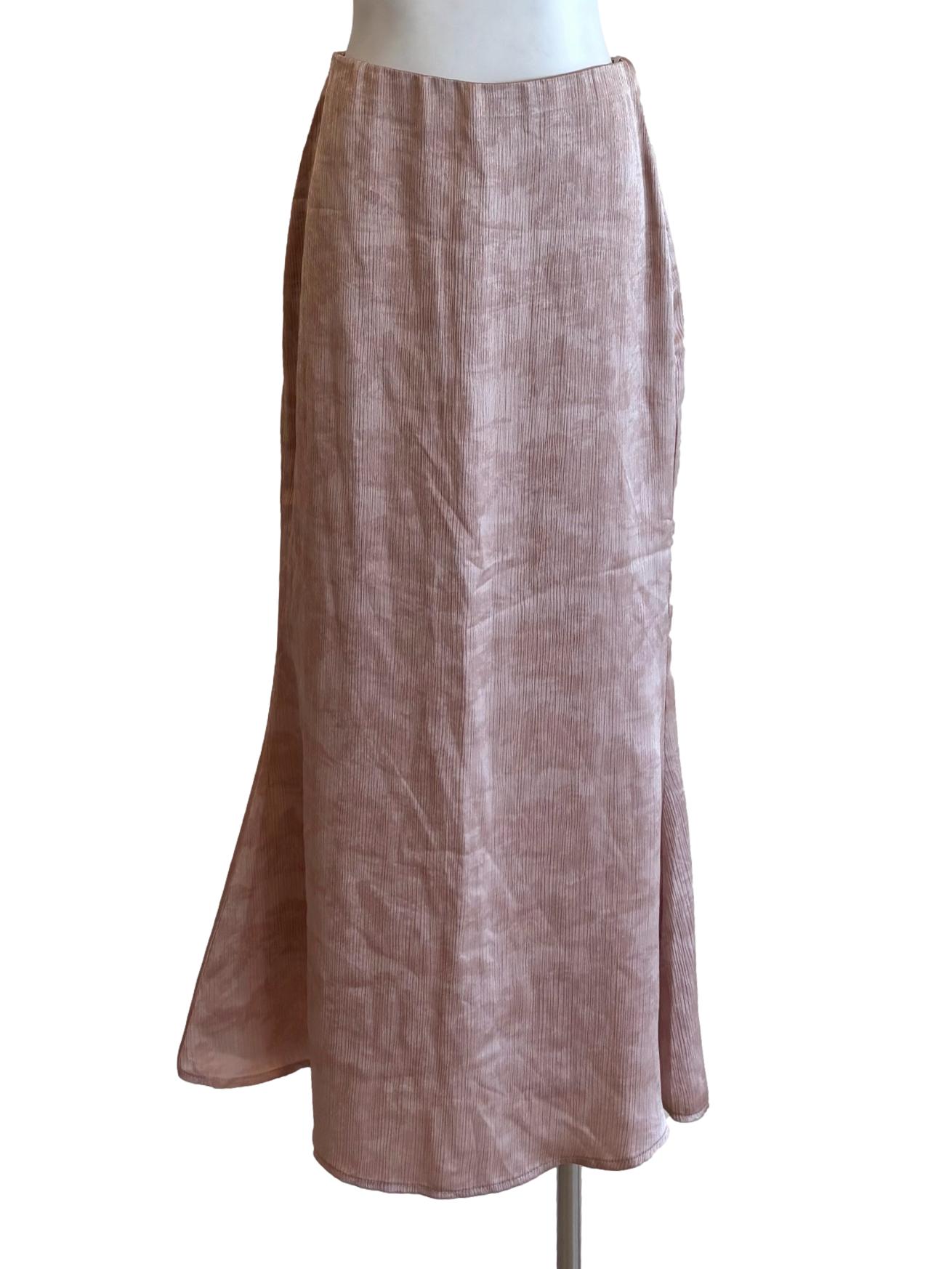 Champagne Pink Crinkle Satin Skirt