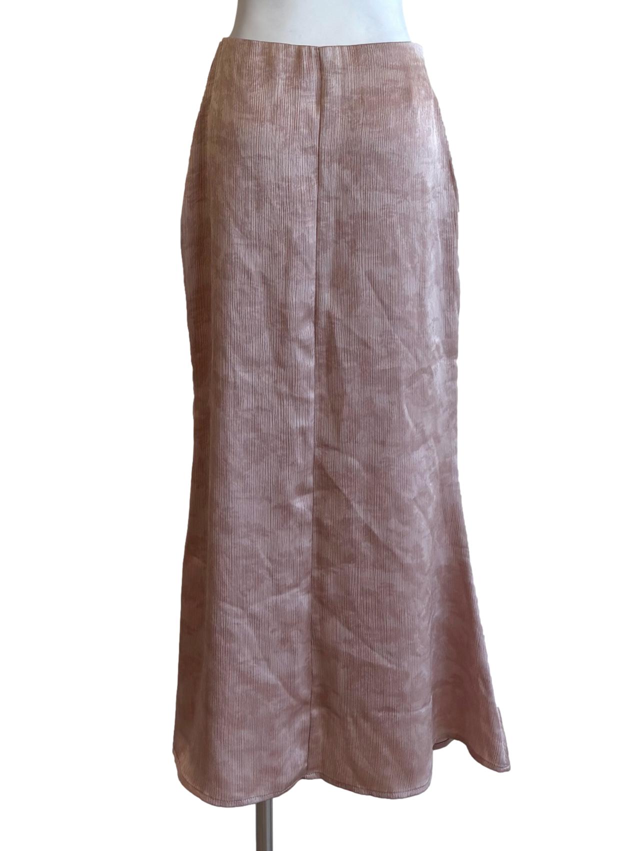 Champagne Pink Crinkle Satin Skirt