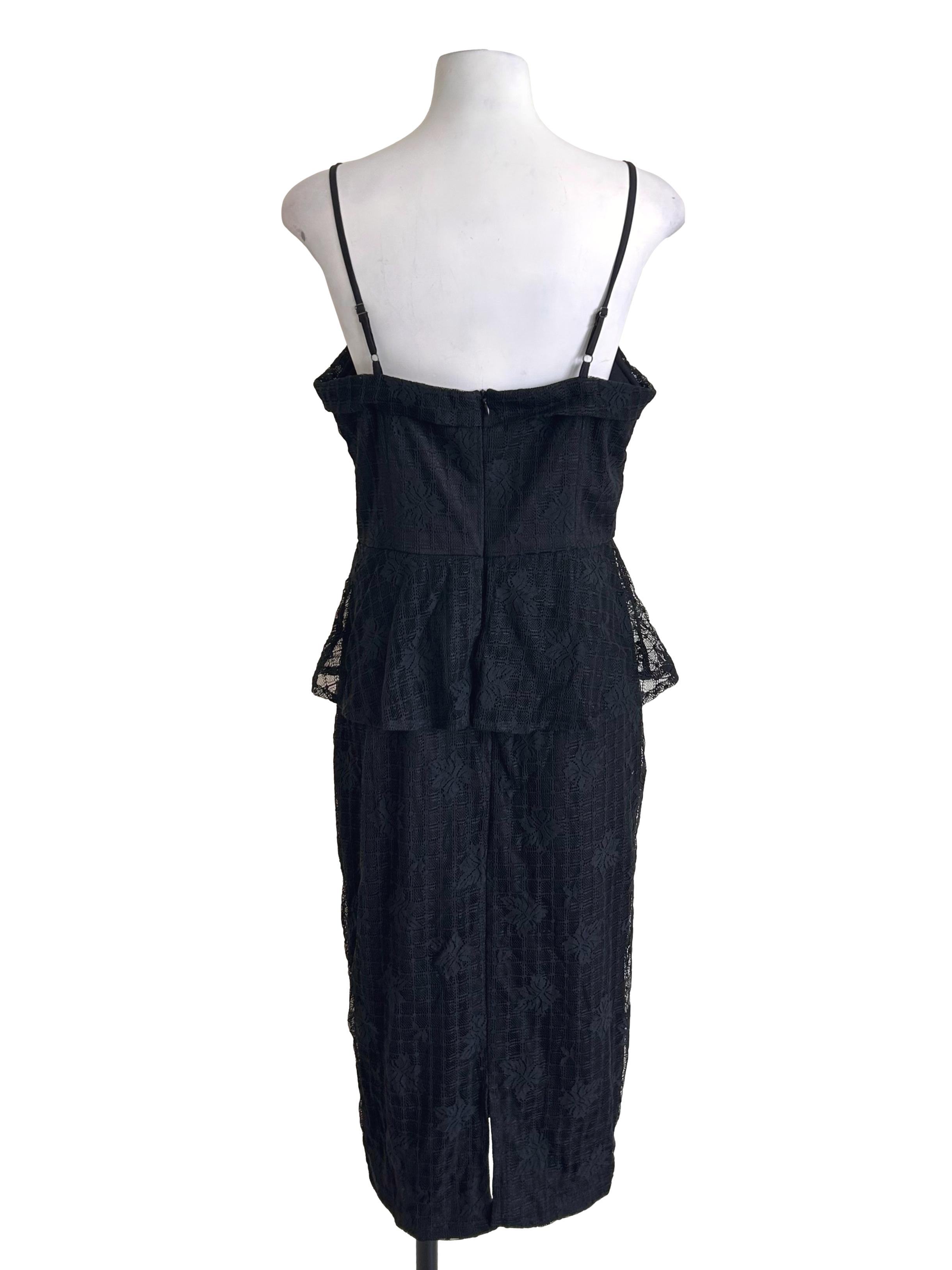 Black Lace Peplum Cami Dress
