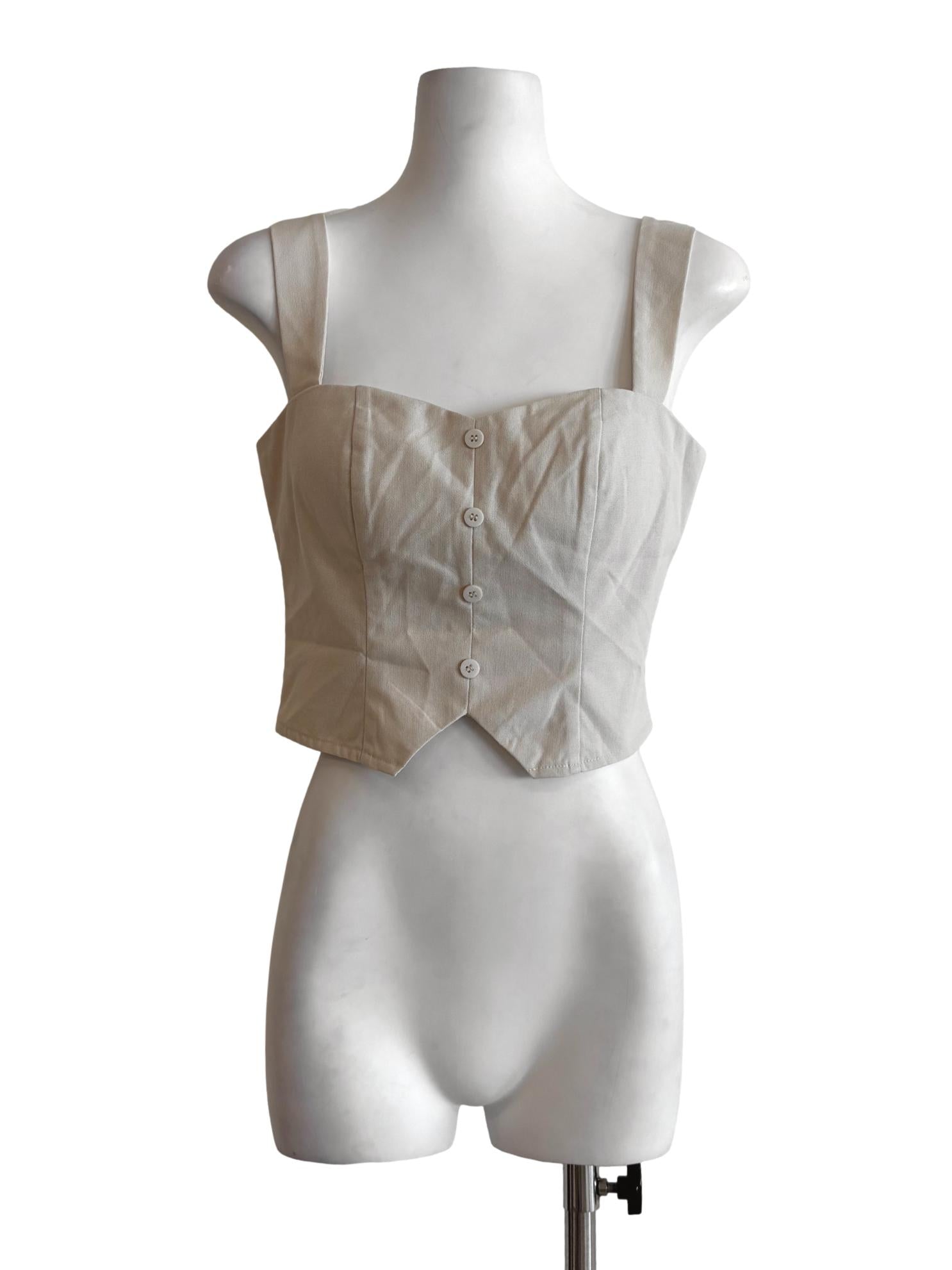Beige Sweetheart Sleeveless Top