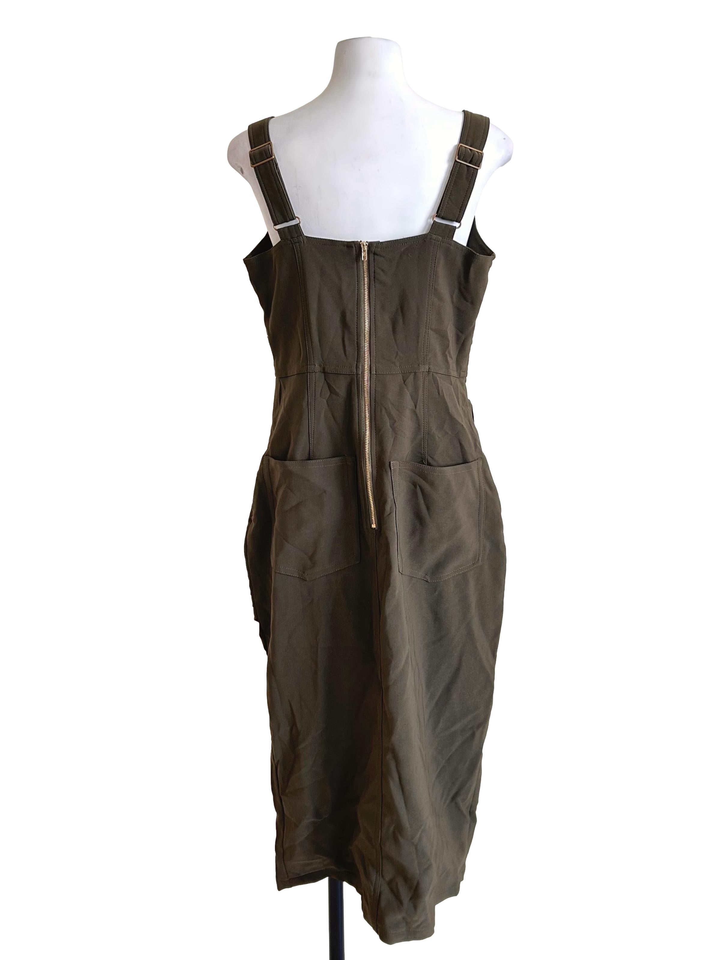 Olive Green Asymmetrical Wrap Dress