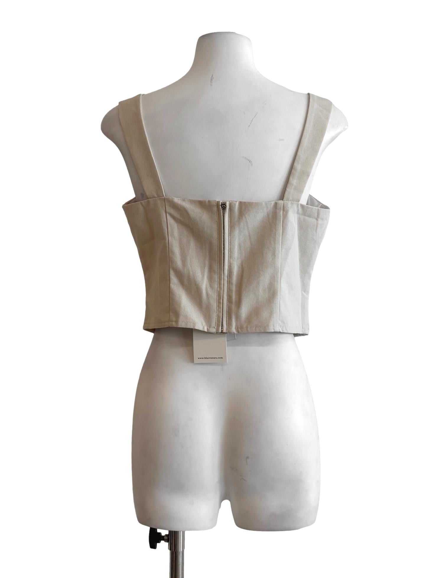 Beige Sweetheart Sleeveless Top