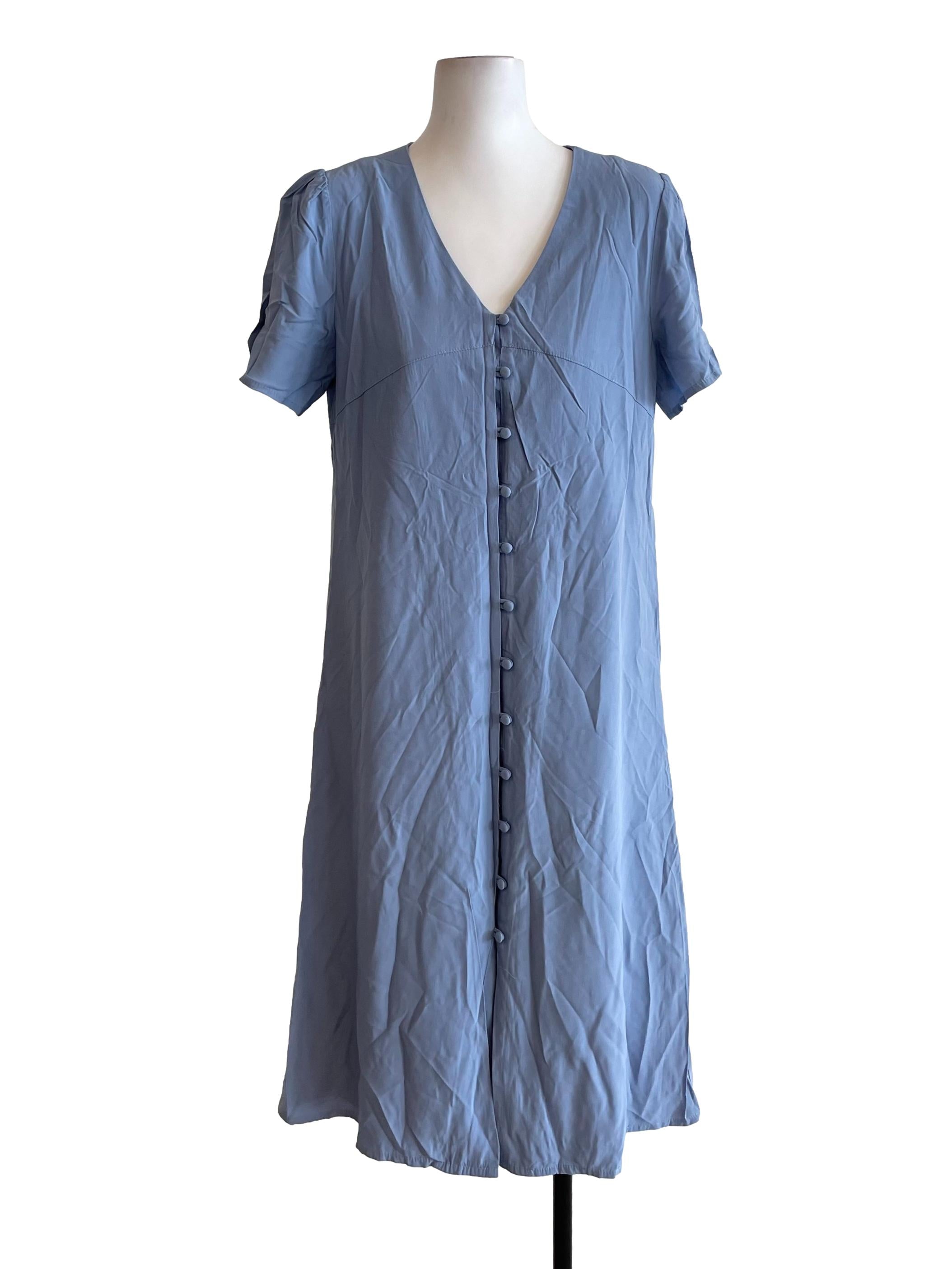 Stone Blue V Neck Dress