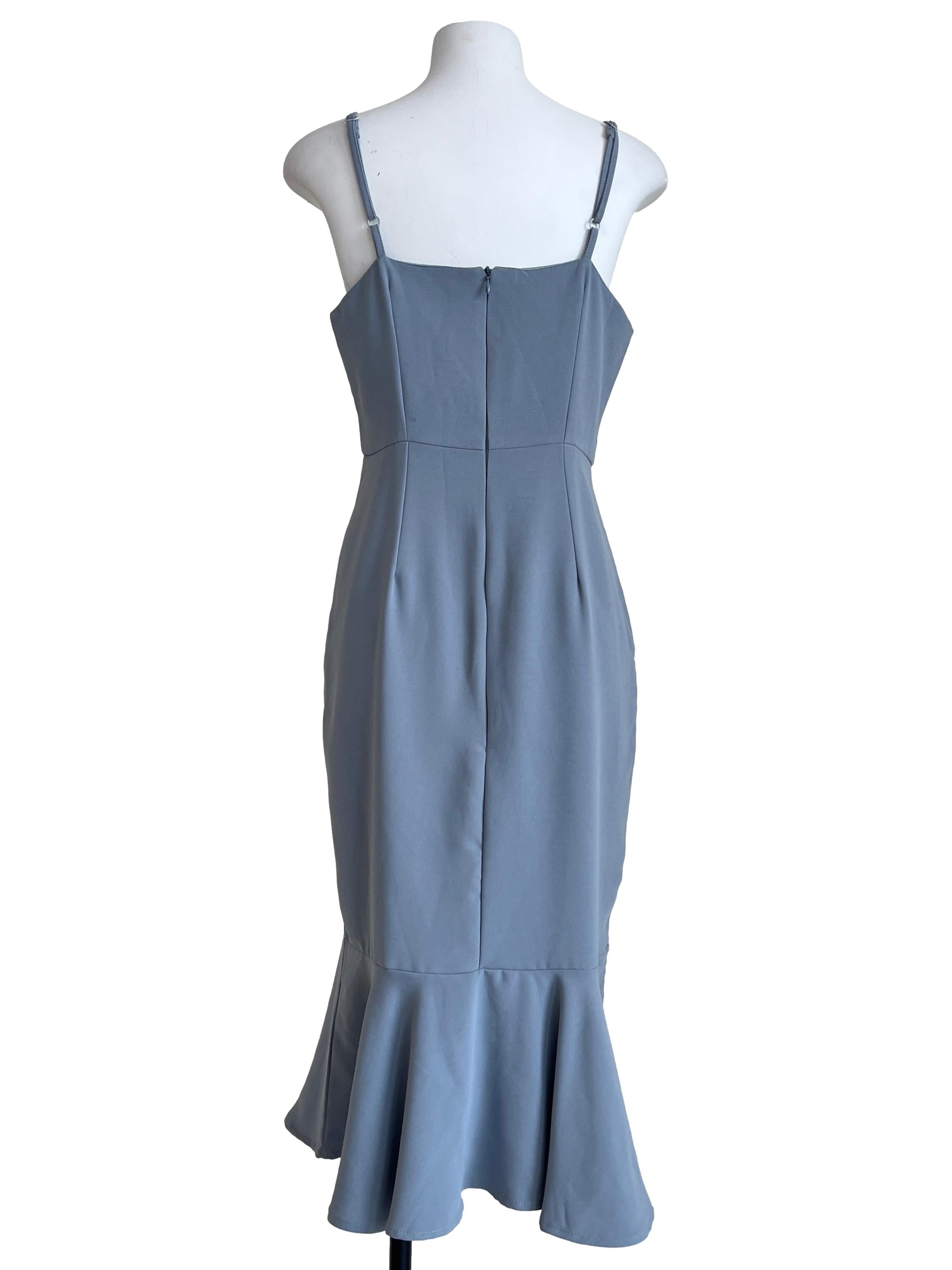 Teal Blue Spaghetti Strap Peplum Dress