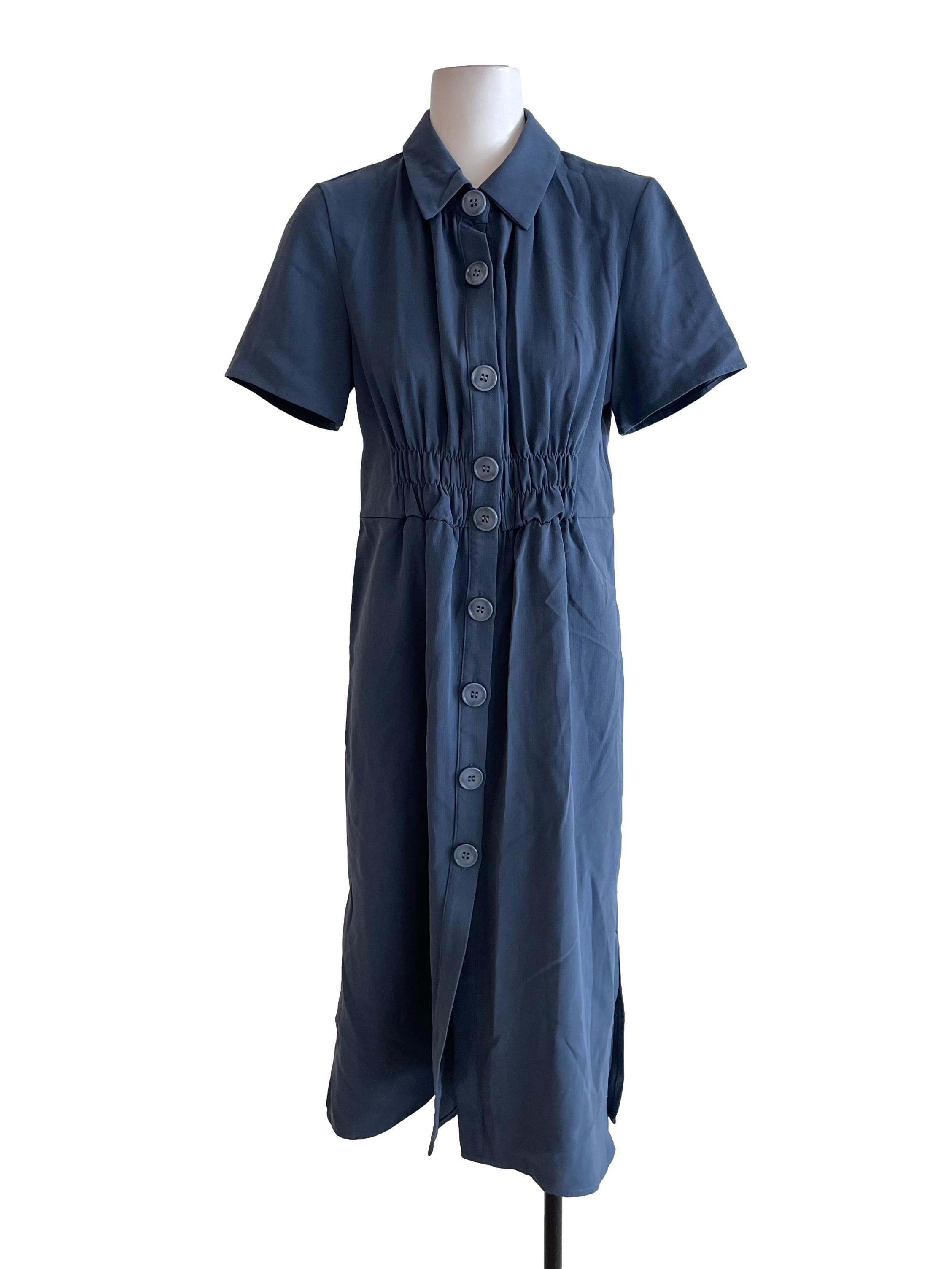 Dark Stone Chunky Button Shirt Dress