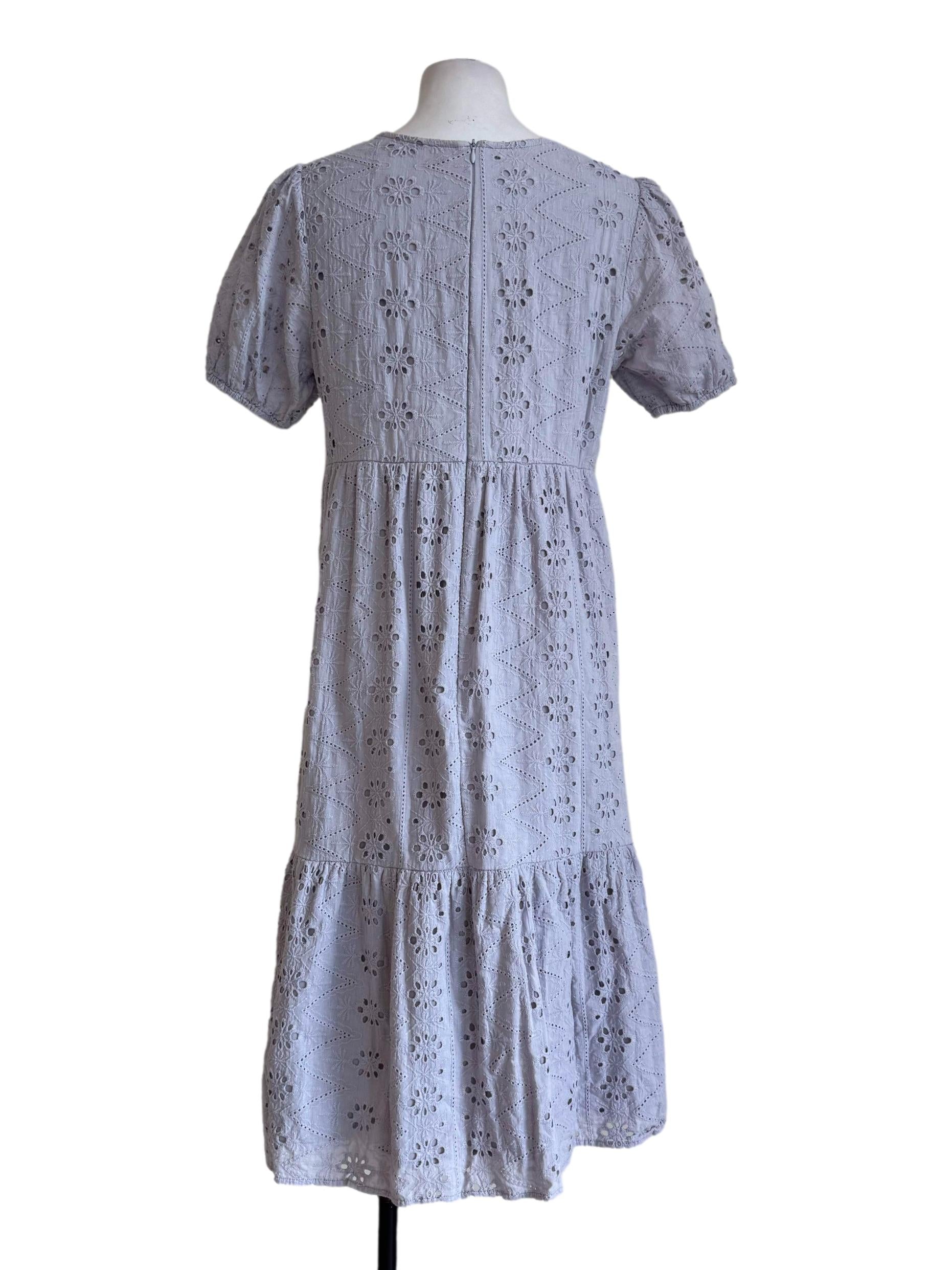 Cloud Ash Embroidery Round Neck Dress