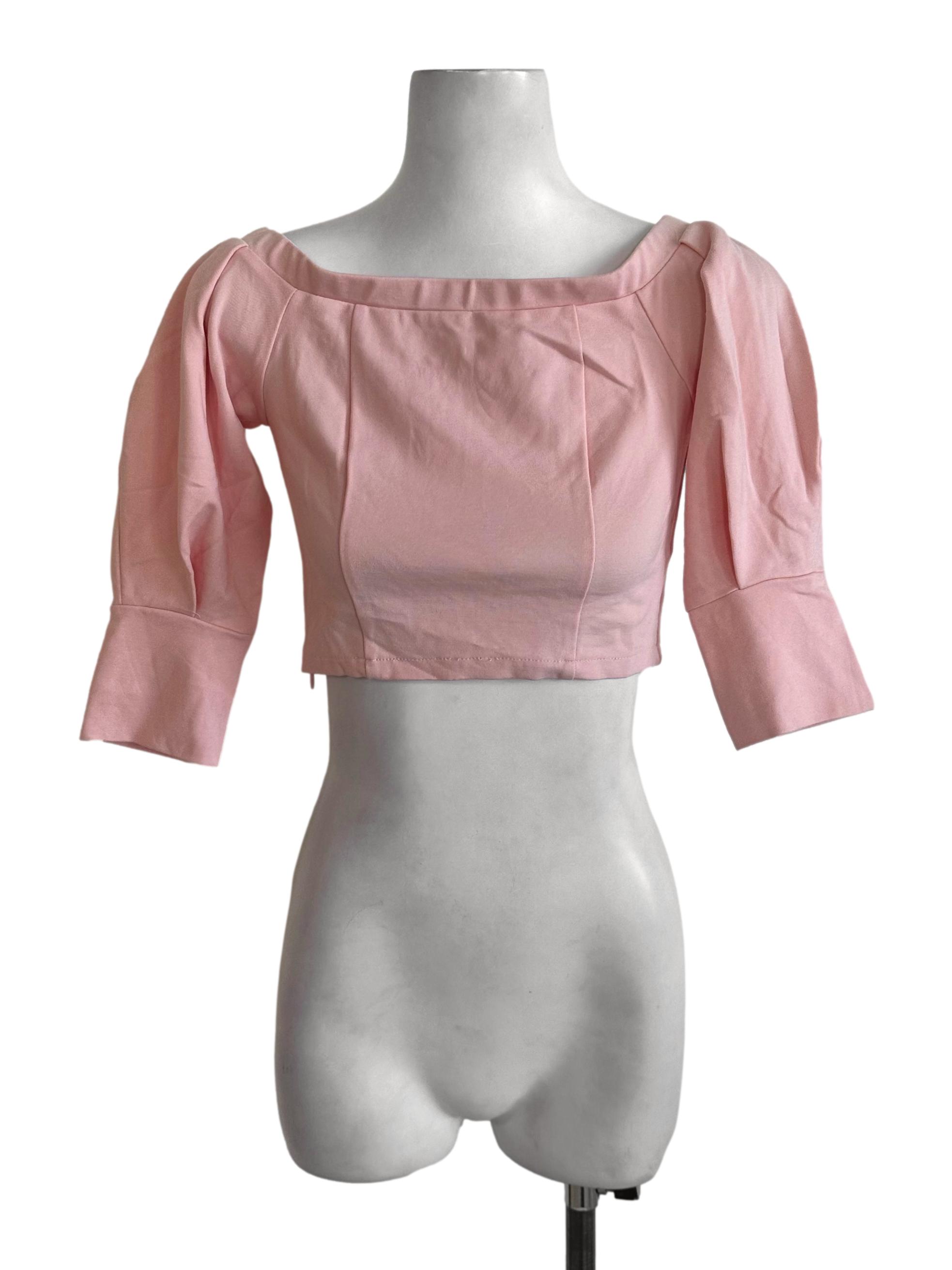 Pastel Pink Cropped Off Shoulder Top