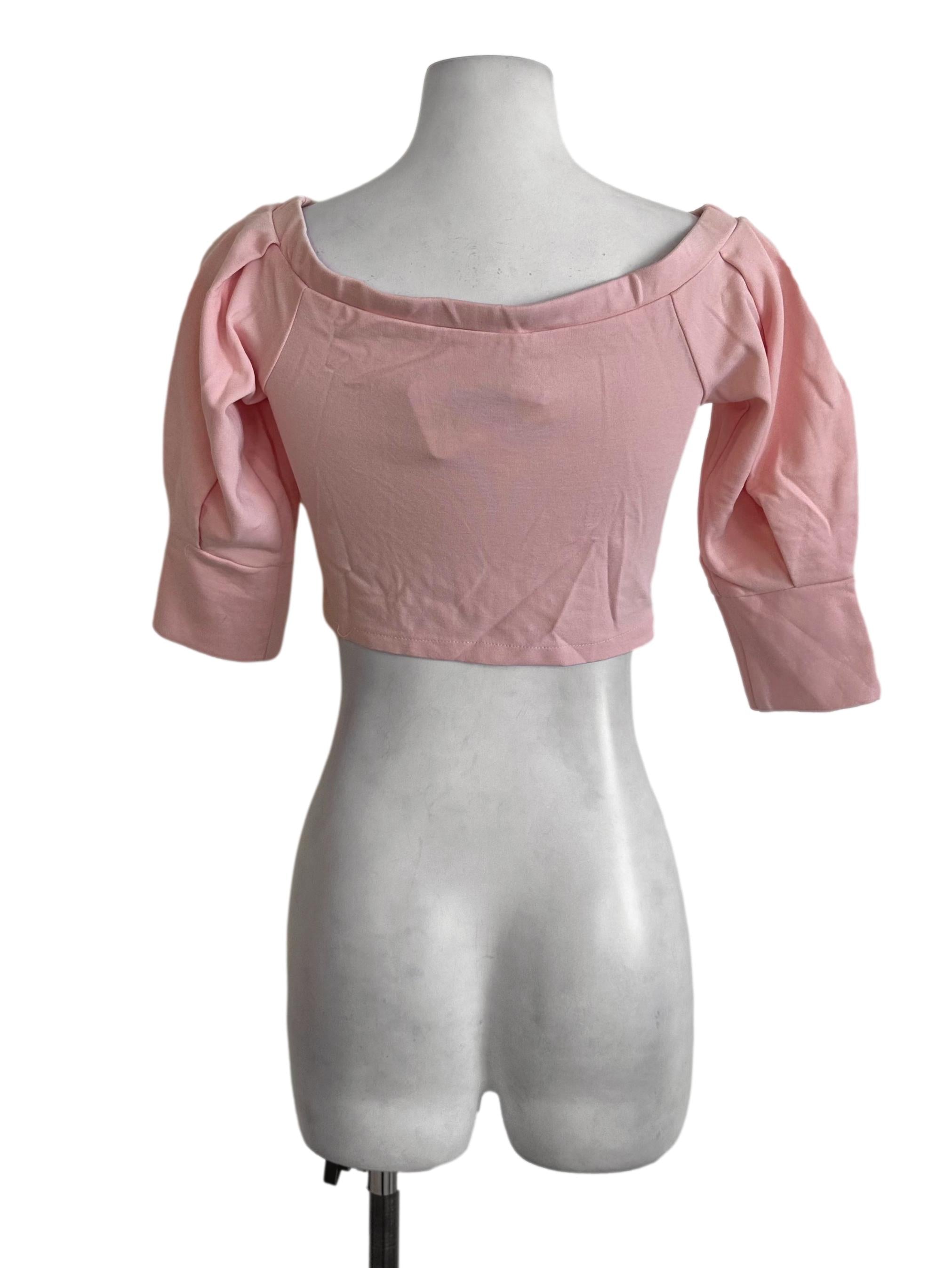 Pastel Pink Cropped Off Shoulder Top
