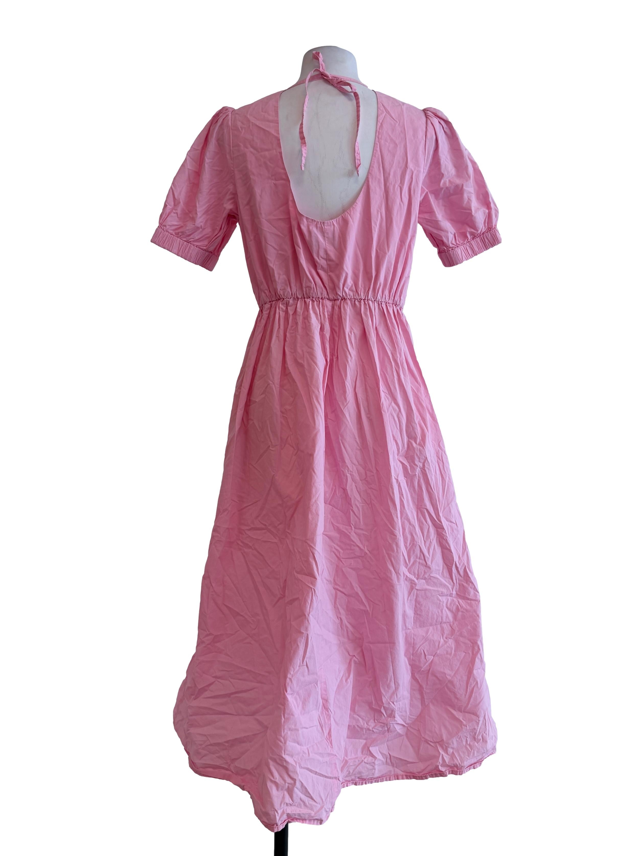 Pink Plain Cotton Dress