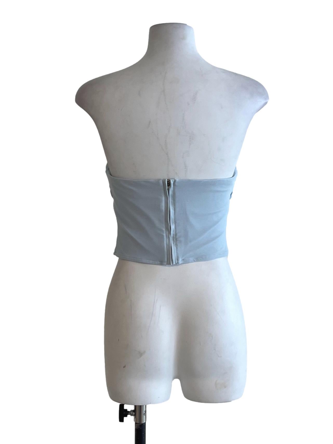 Sky Blue Sweetheart Neckline Cropped Top