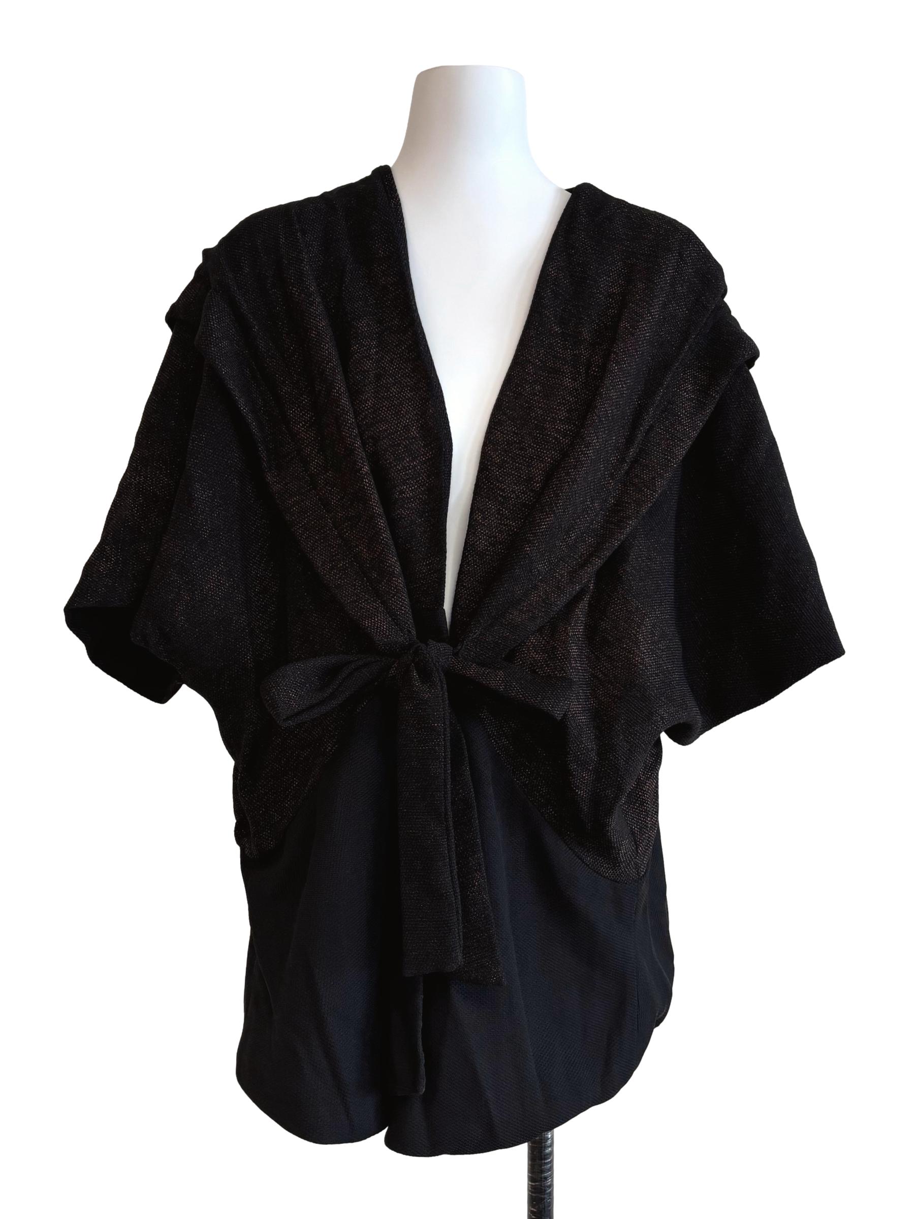 Onyx Black Front Tie Cardigan