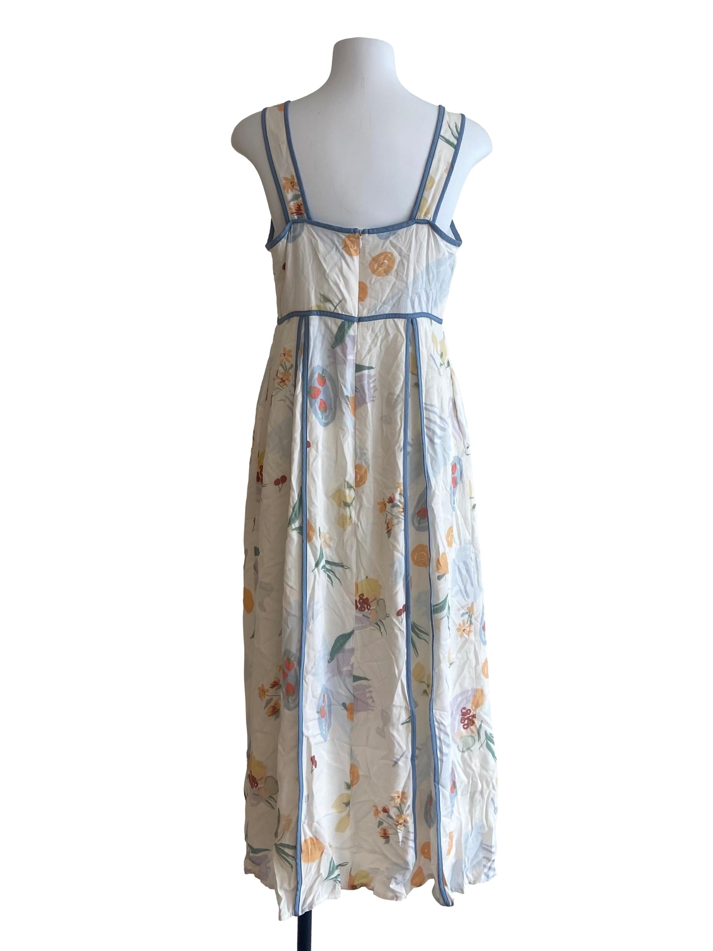 White Sleeveless Floral Apron Dress