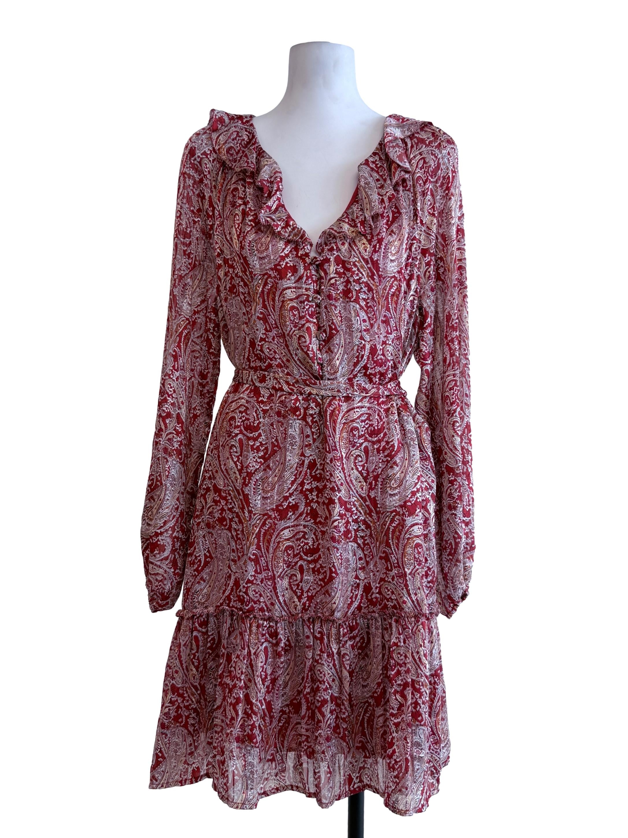 Red Floral Drop Waist Dress