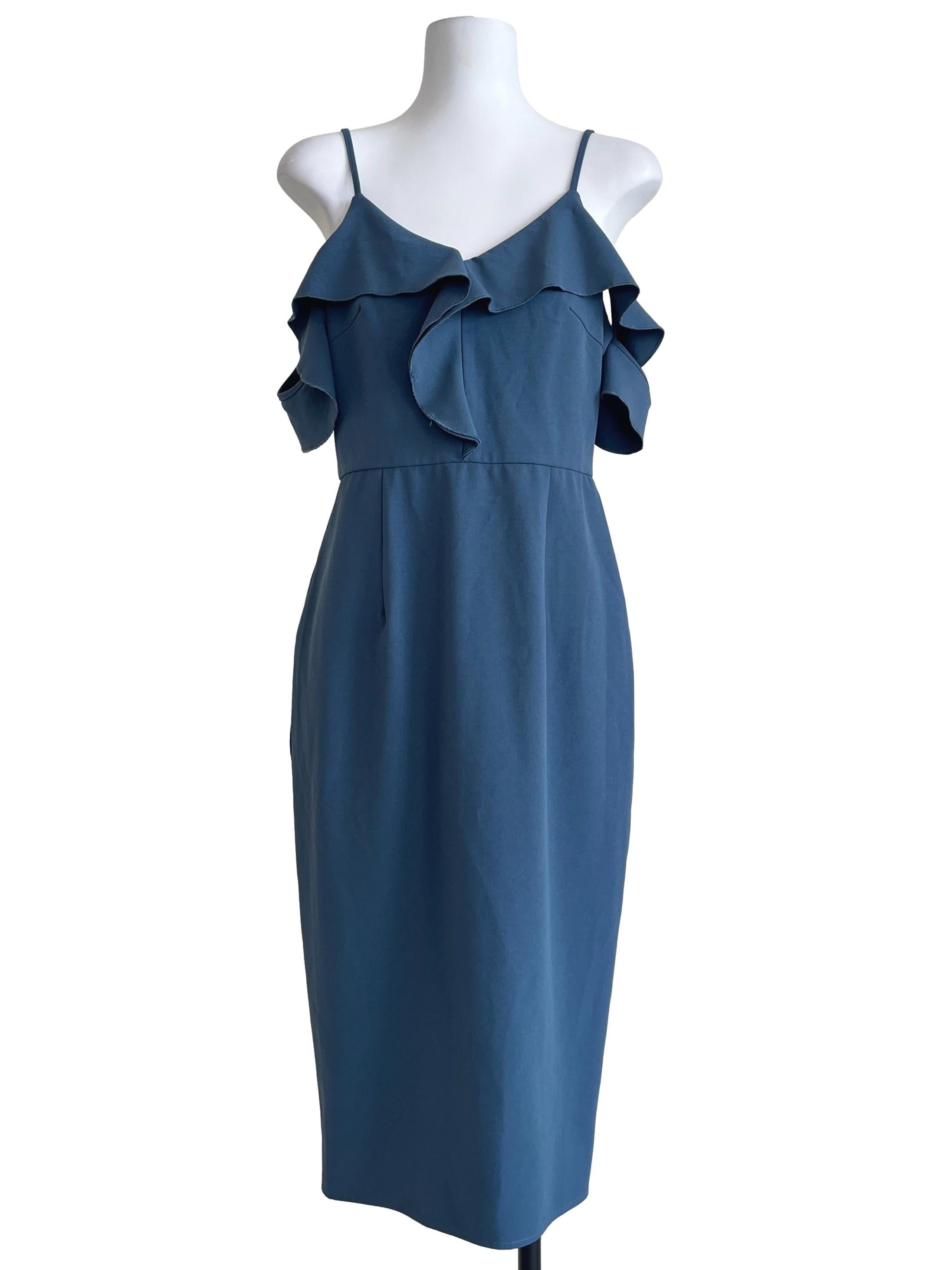 Aegean Blue Spaghetti Strap A-Line Dress