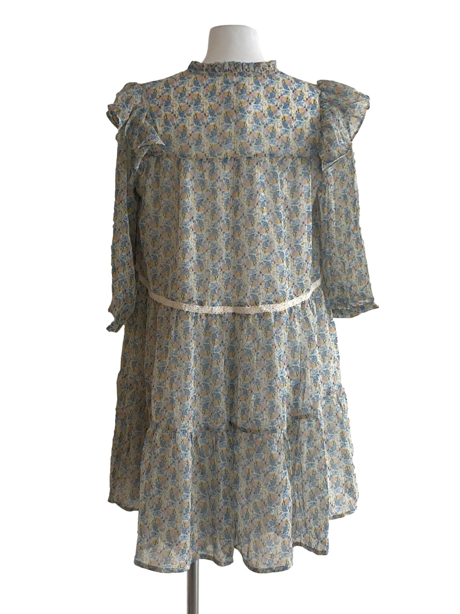 Floral Sheer Ruffled Mini Dress