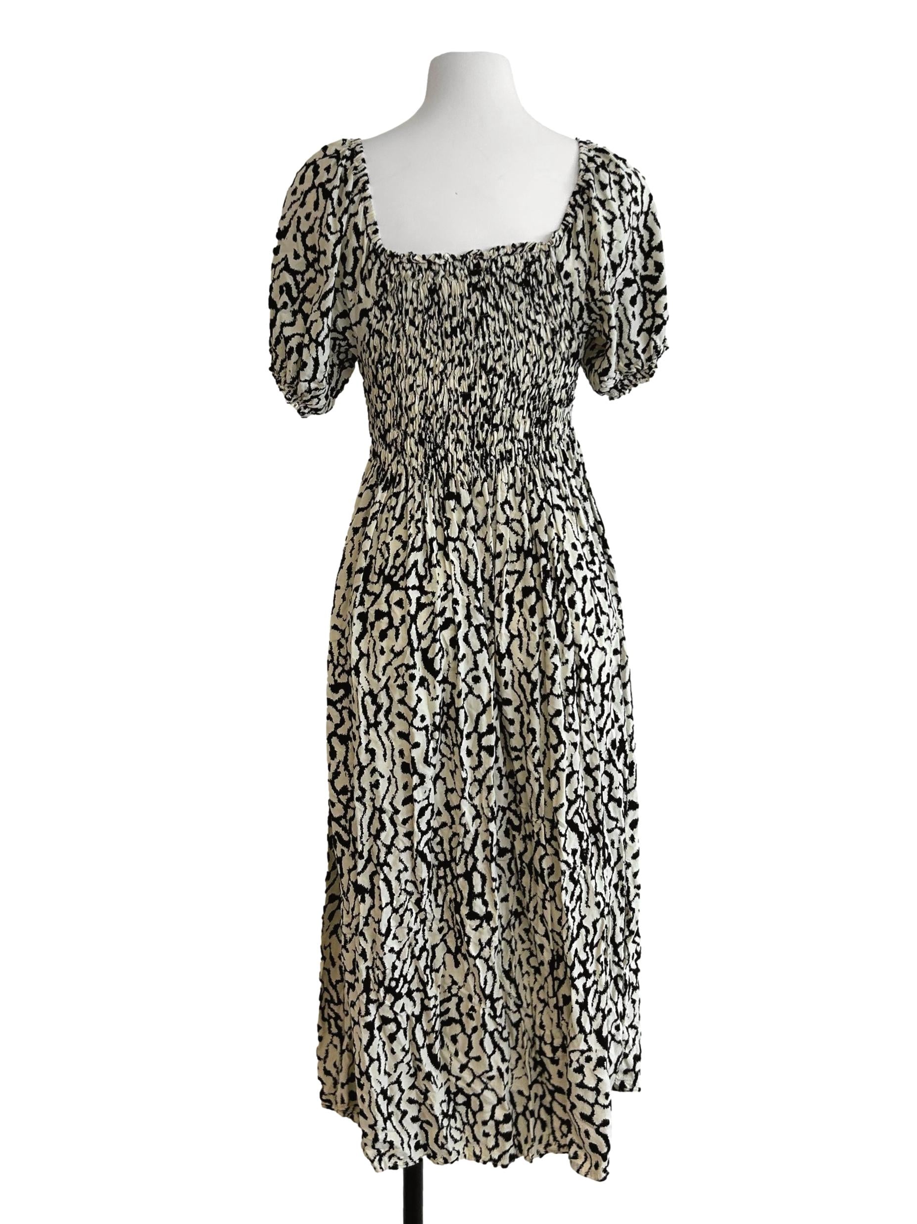 Cream And Black Midi Dress