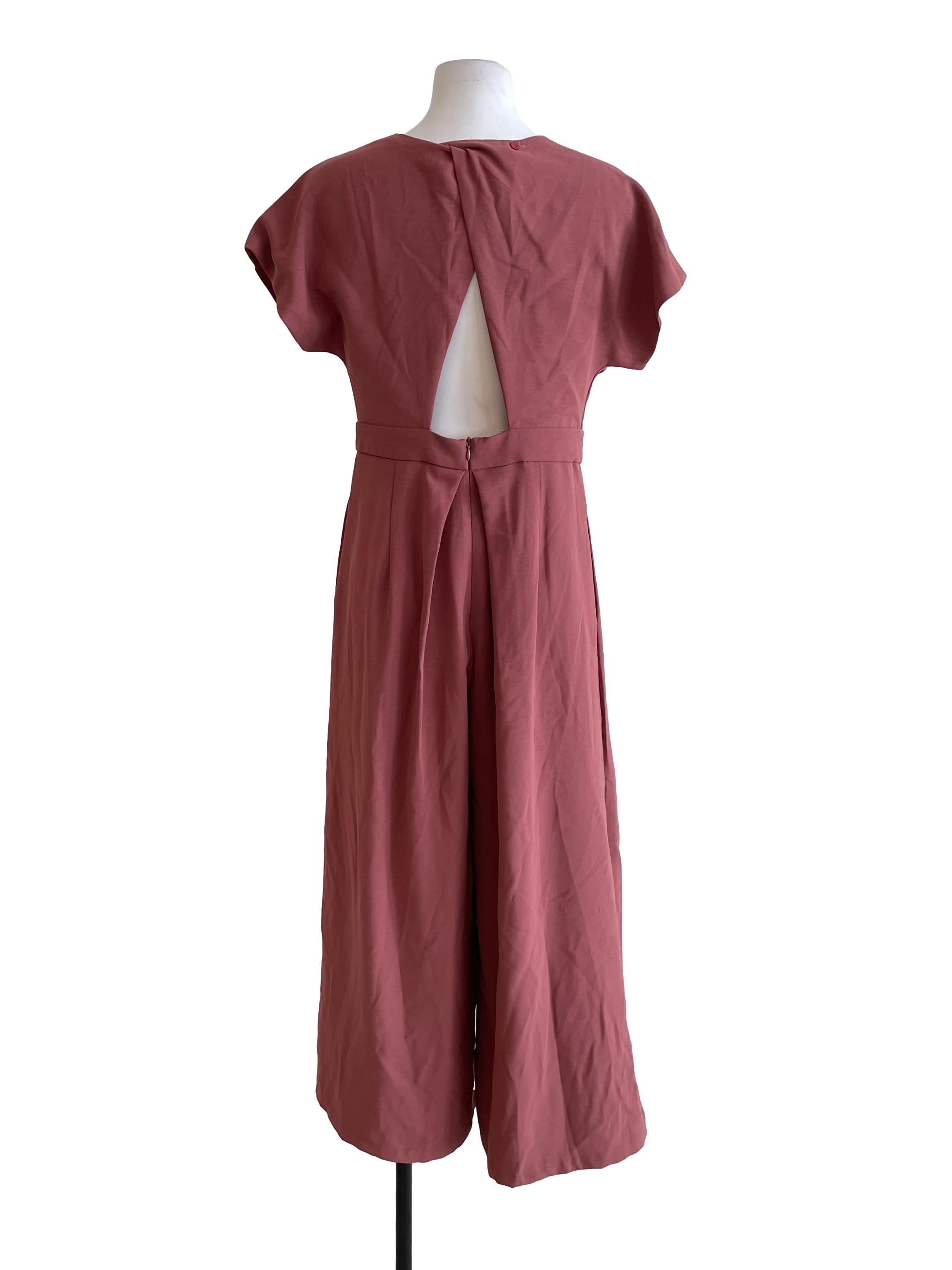 Bean Red Pleated Wide Leg Jumpsuit