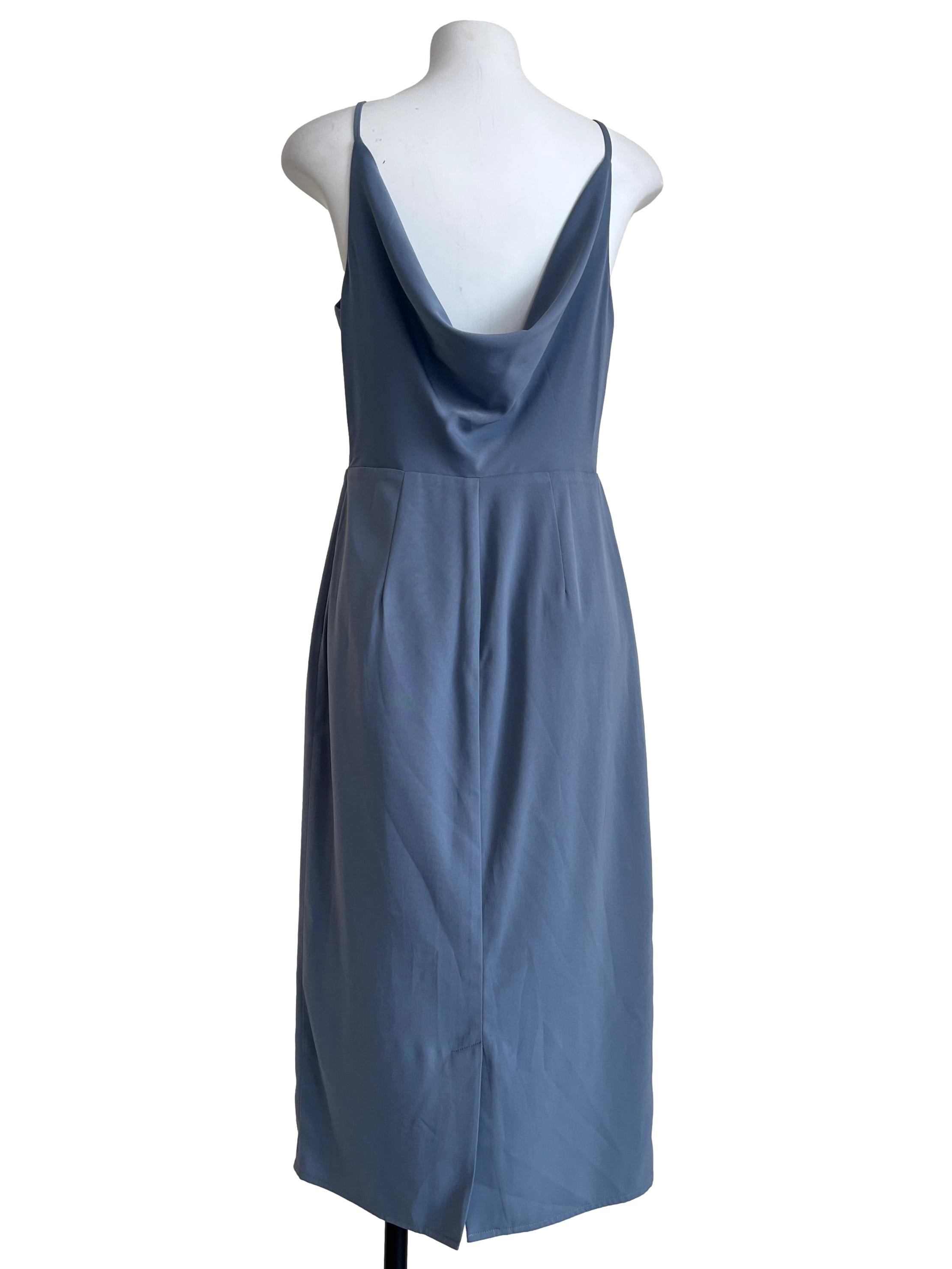 Teal Blue Halter Strap A-Line Dress