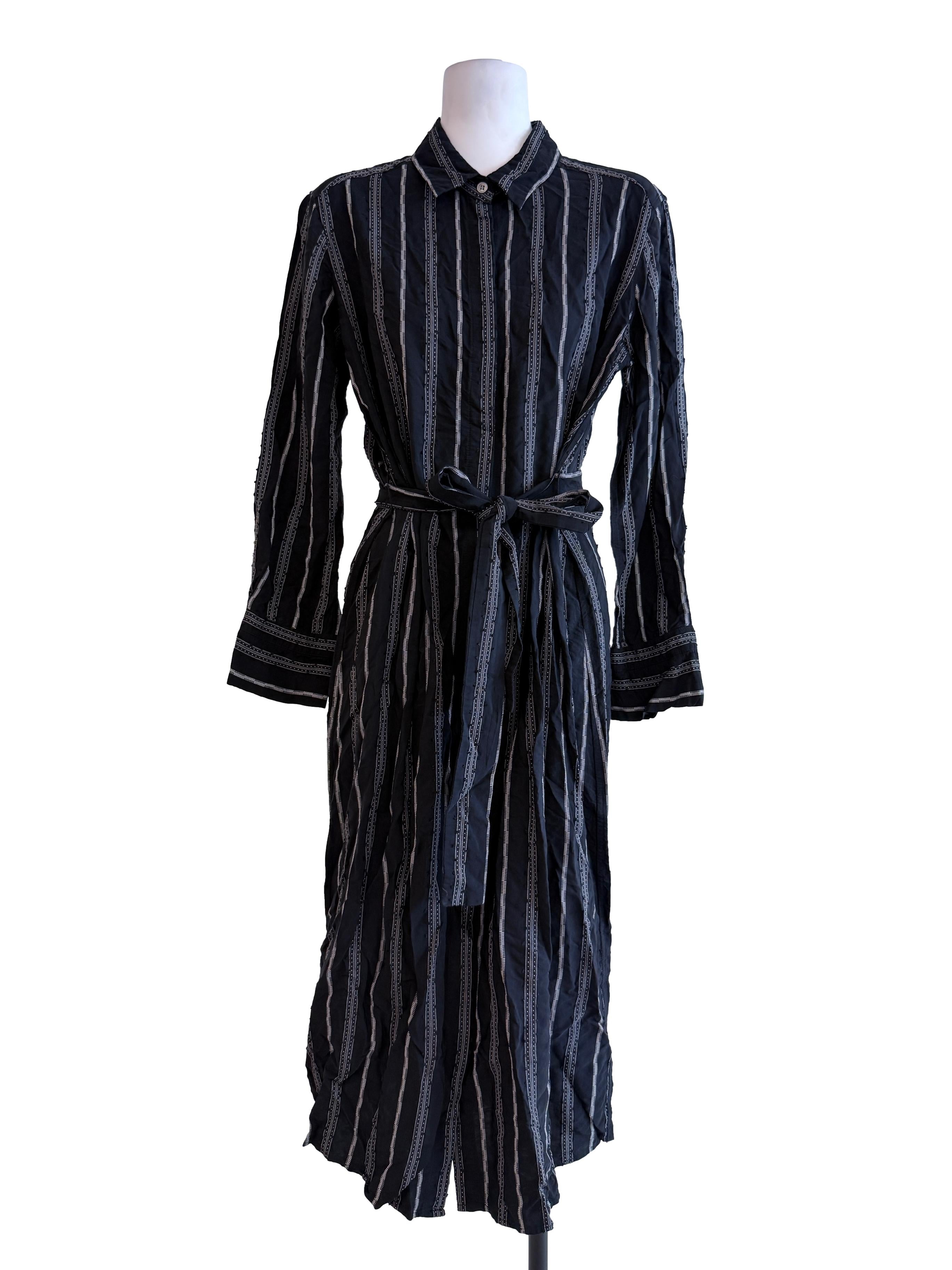 Black Strips Textured Dress