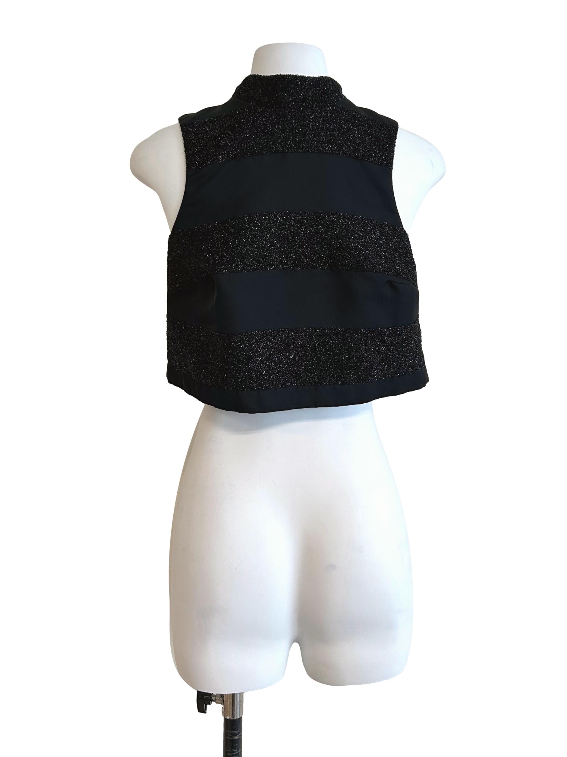 Off Black Shiny Striped Top
