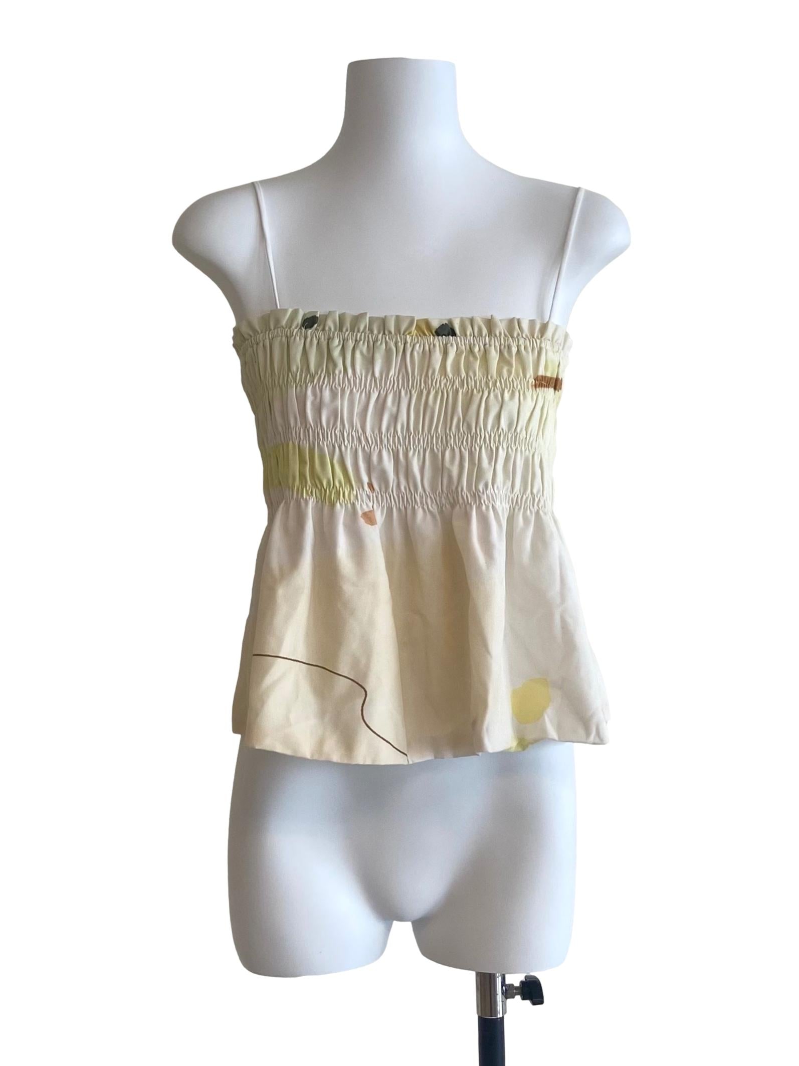 Soft Yellow Spaghetti Straps Blouse