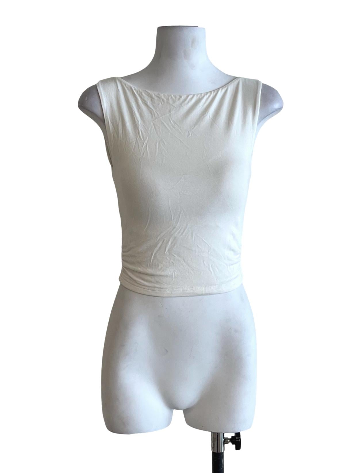 White Jewel Neckline Sleeveless Top