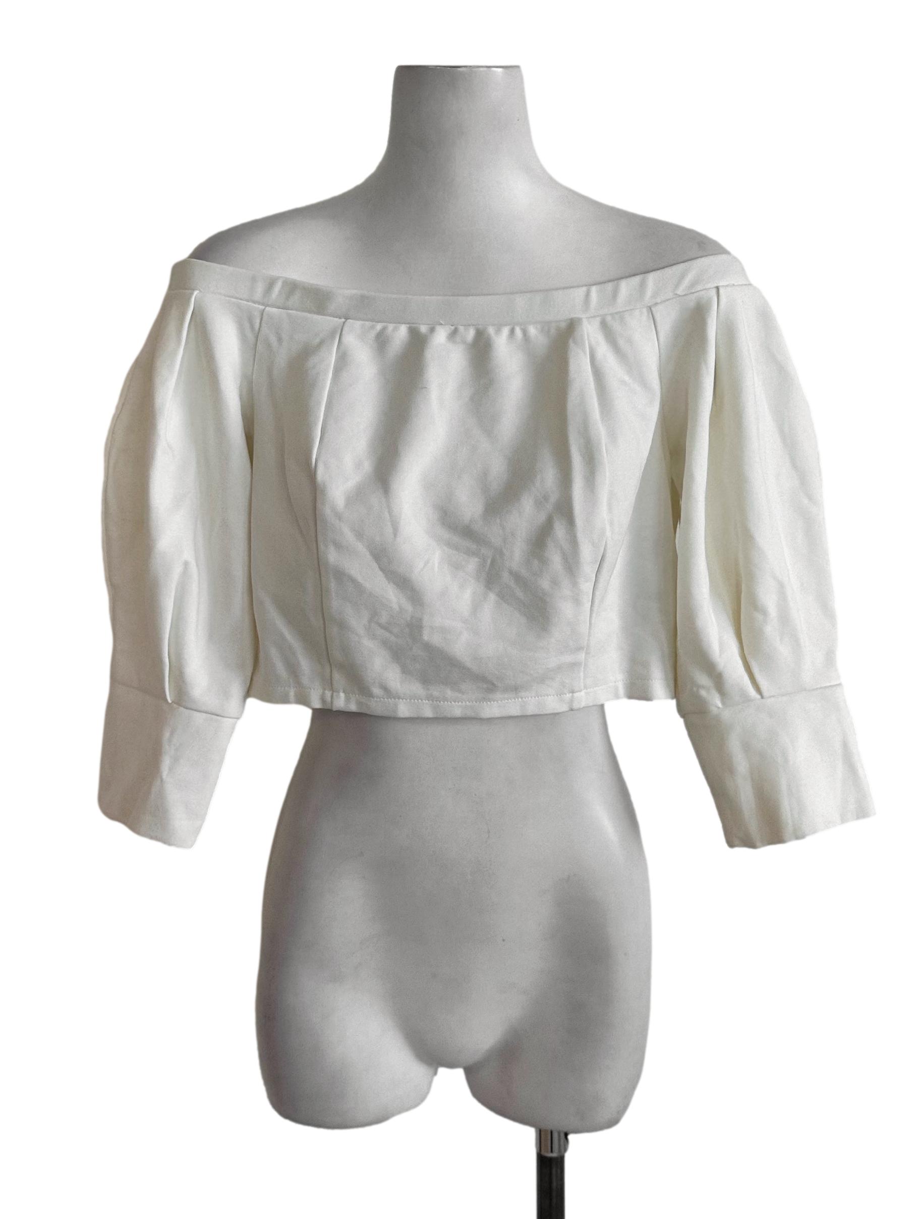 Off White Cropped Off Shoulder Top