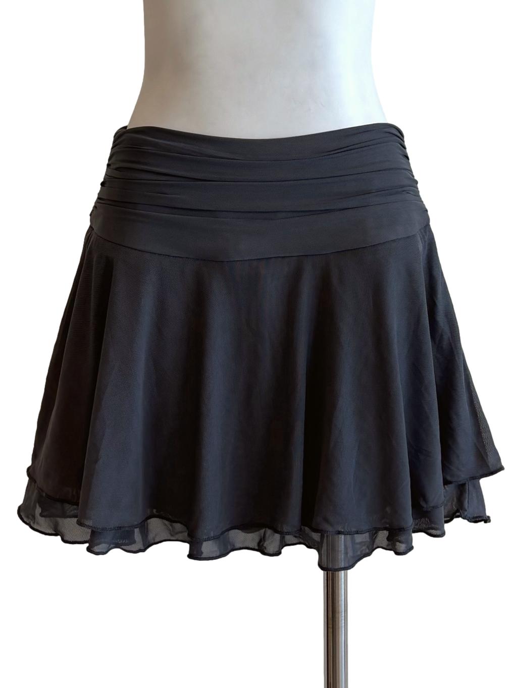 Charcoal Grey Flare Mini Mesh Skirt