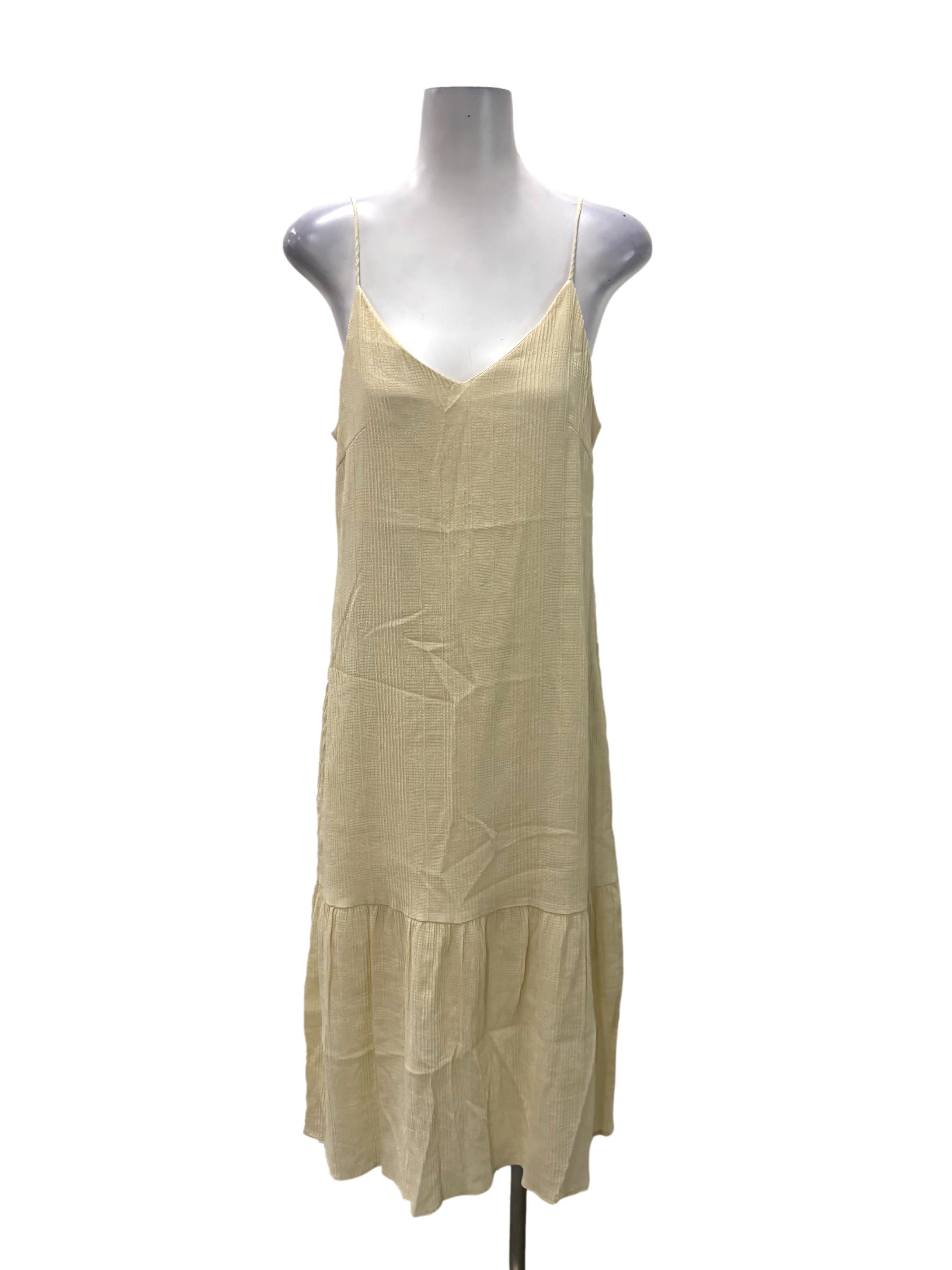 Light Yellow Spag Strap Midi Dress