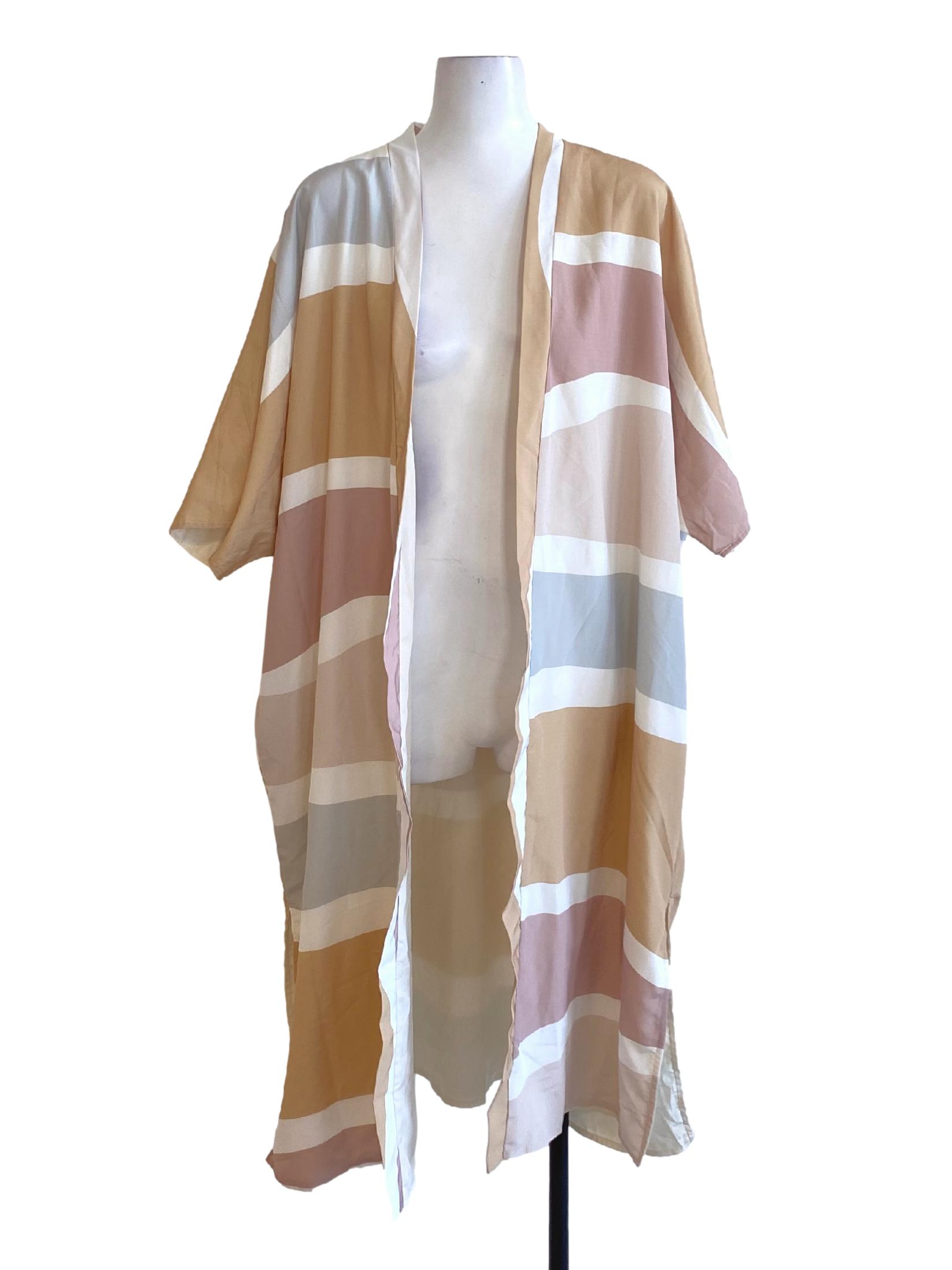 Colour Block Buttonless Long Loose Cardigan Wear