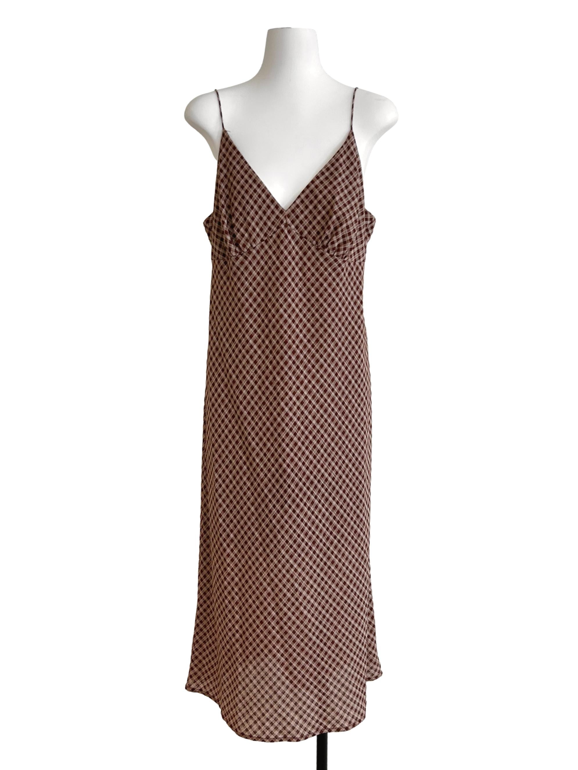Cinnamon Brown Gingham Cami Dress