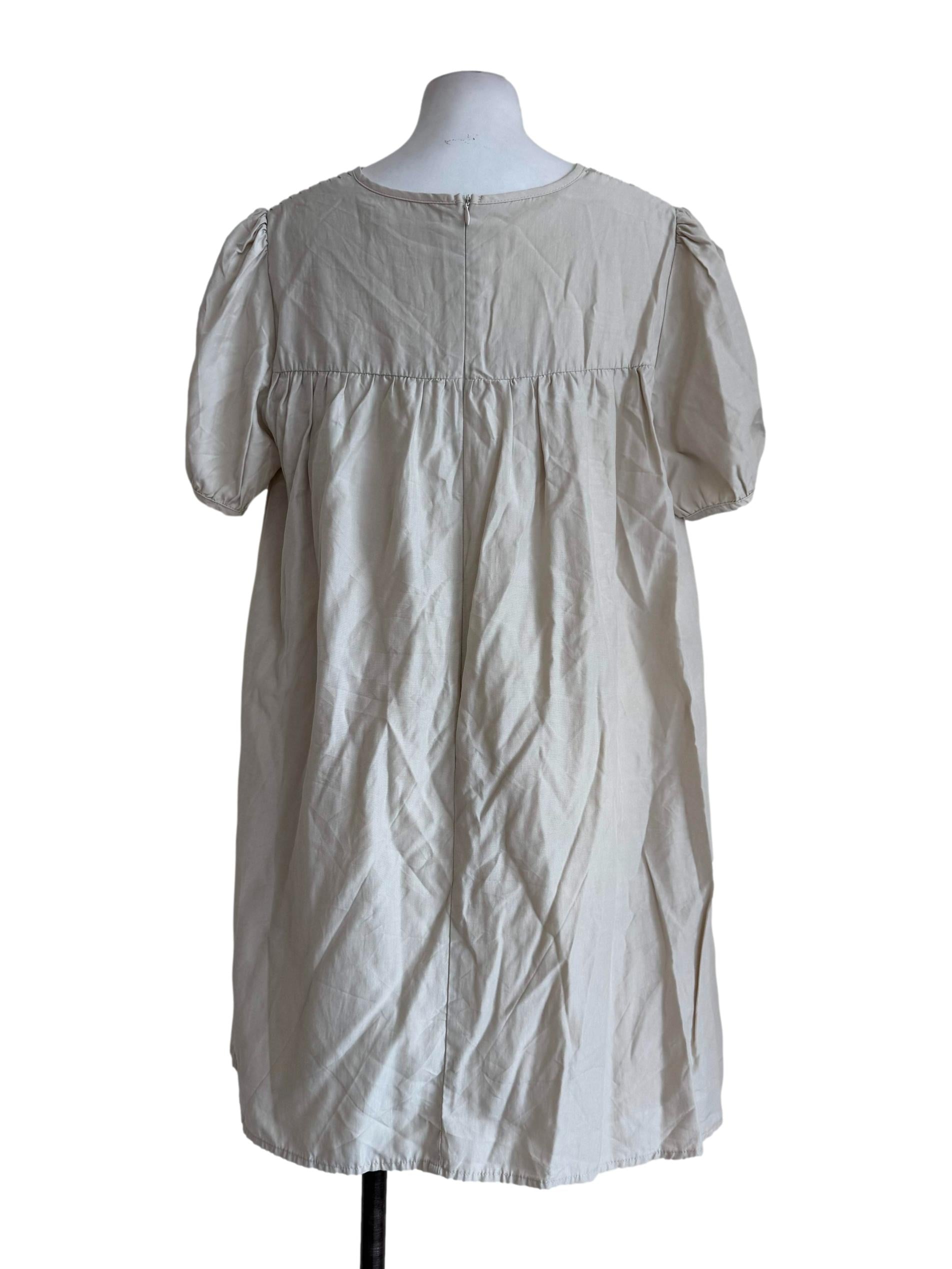 Sand Beige V Neck Dress