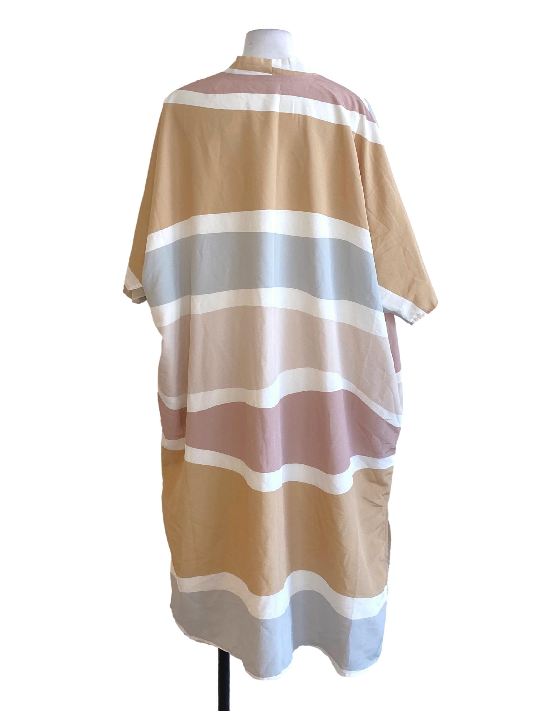 Colour Block Buttonless Long Loose Cardigan Wear