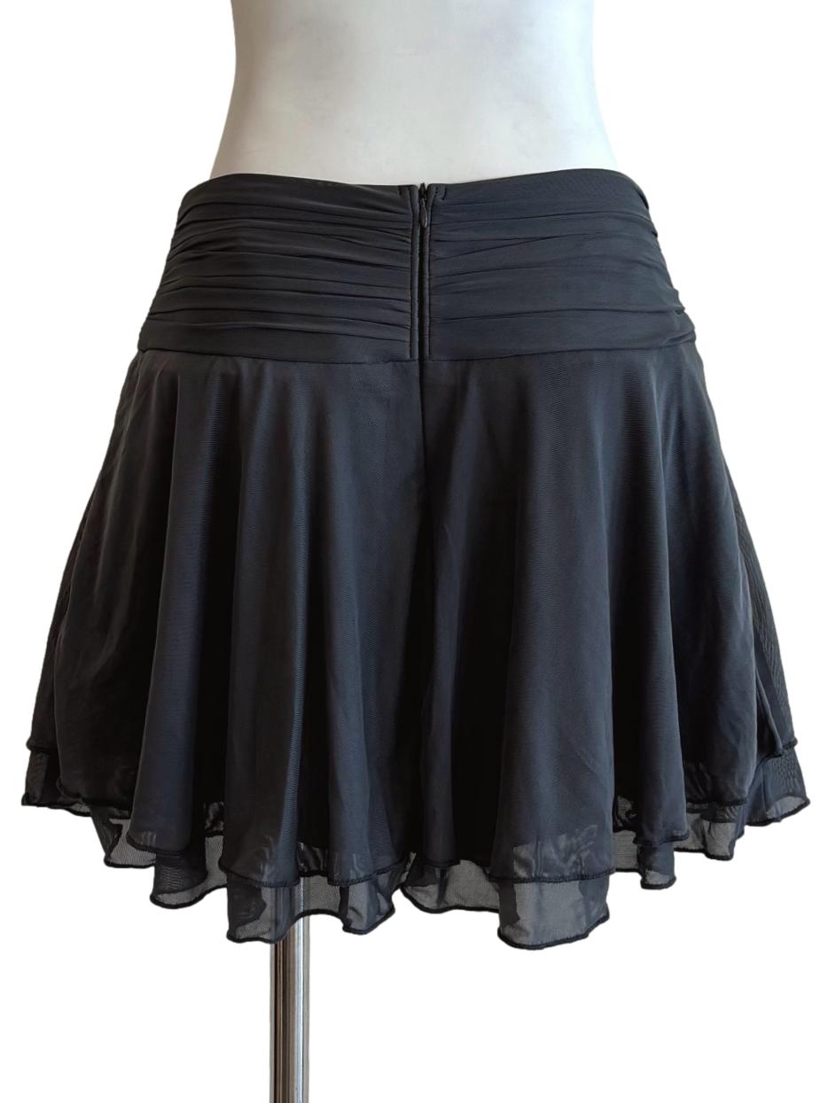 Charcoal Grey Flare Mini Mesh Skirt