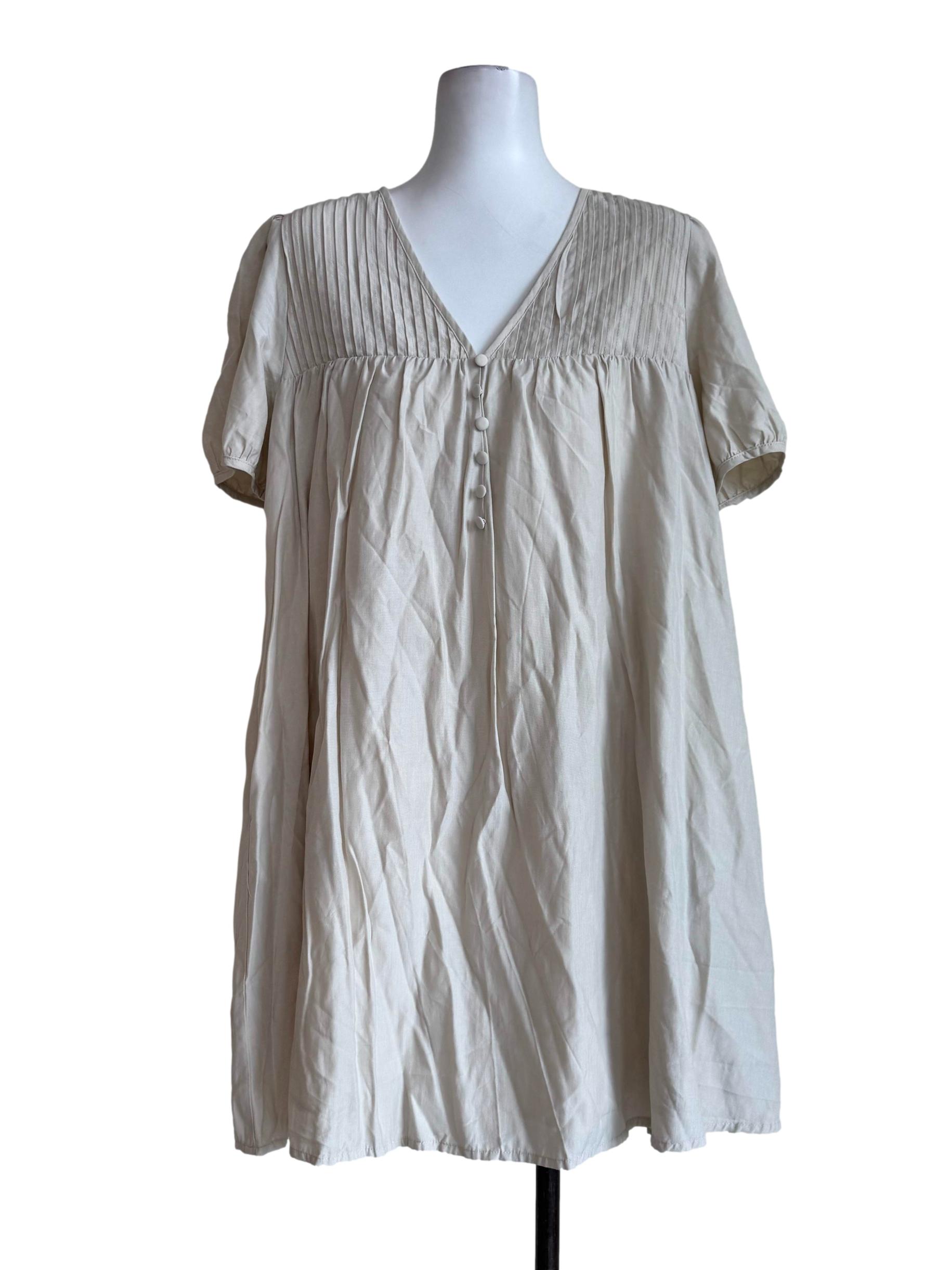 Sand Beige V Neck Dress
