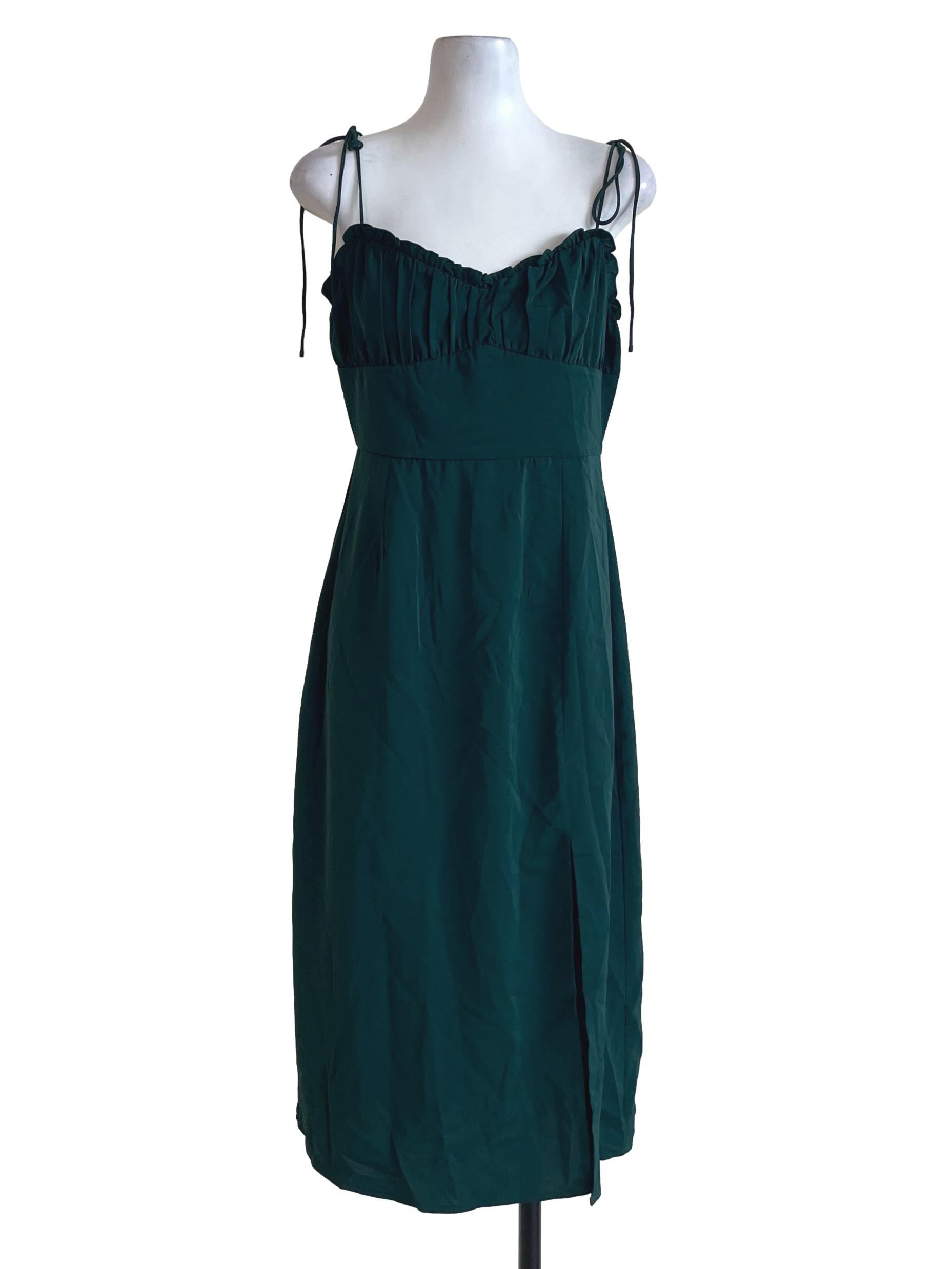Emerald Green Pleated Bust Dress